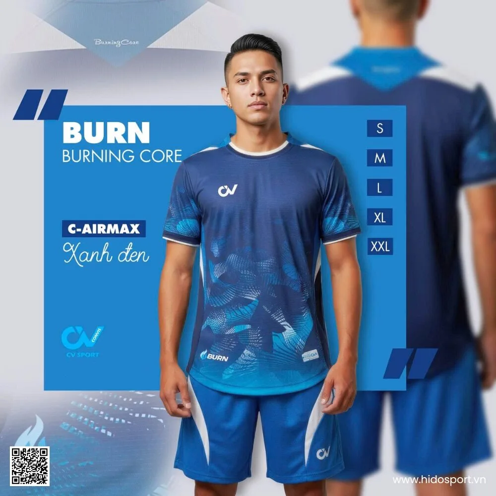 (TITLE)% BST 6 MÀU - Quần Áo Bóng Đá Thiết Kế Chính Hãng CV BURN 2025 - Xanh Đen