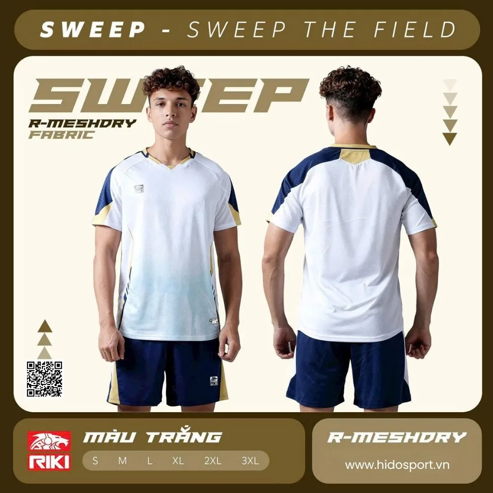 (TITLE)% BST 6 MÀU - Quần Áo Bóng Đá Thiết Kế Chính Hãng RIKI SWEEP 2025 - Trắng