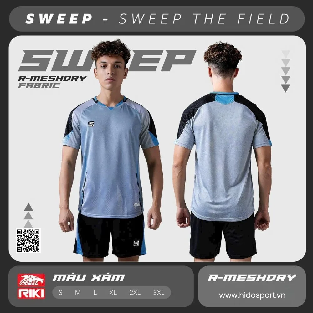 (TITLE)% BST 6 MÀU - Quần Áo Bóng Đá Thiết Kế Chính Hãng RIKI SWEEP 2025 - Xám