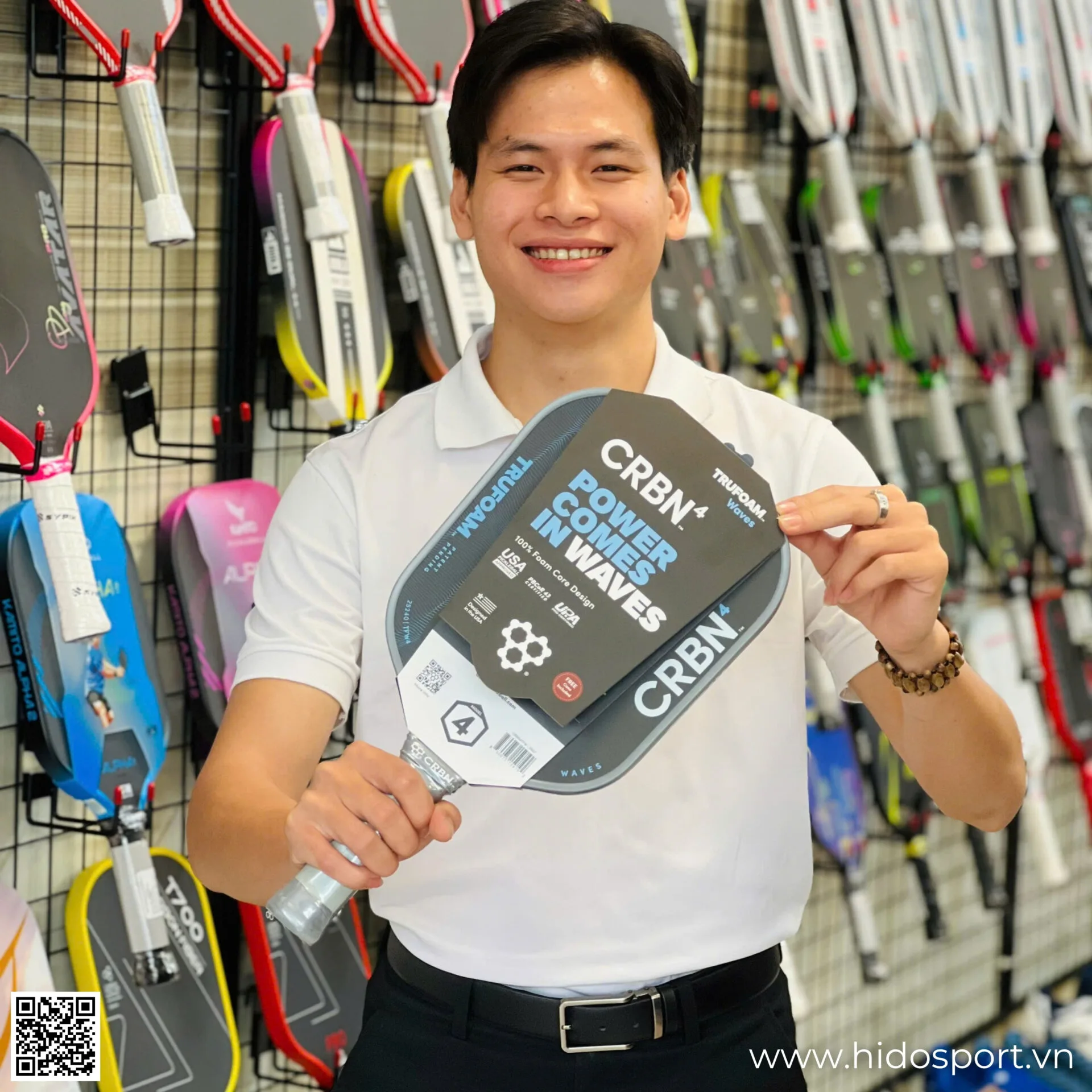 Vot Pickleball Crbn⁴ Trufoam Waves 2 0 Chinh Hang 14mm Hinh Anh Doc Quyen Tai Hido Sport 0001