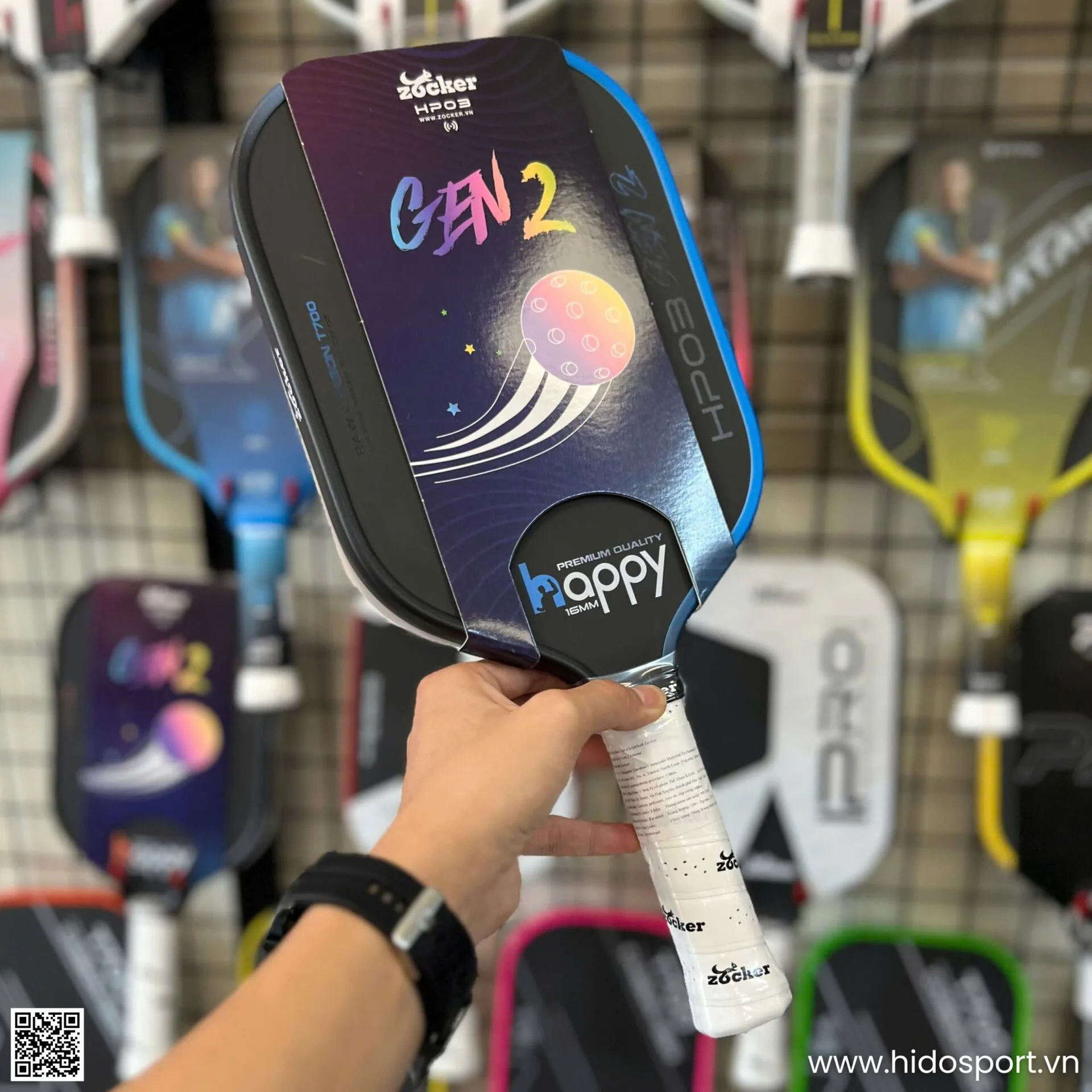(TITLE)% Vot Pickleball Zocker Happy Hp03 Gen 2 Chinh Hang 16mm Hinh Anh 002