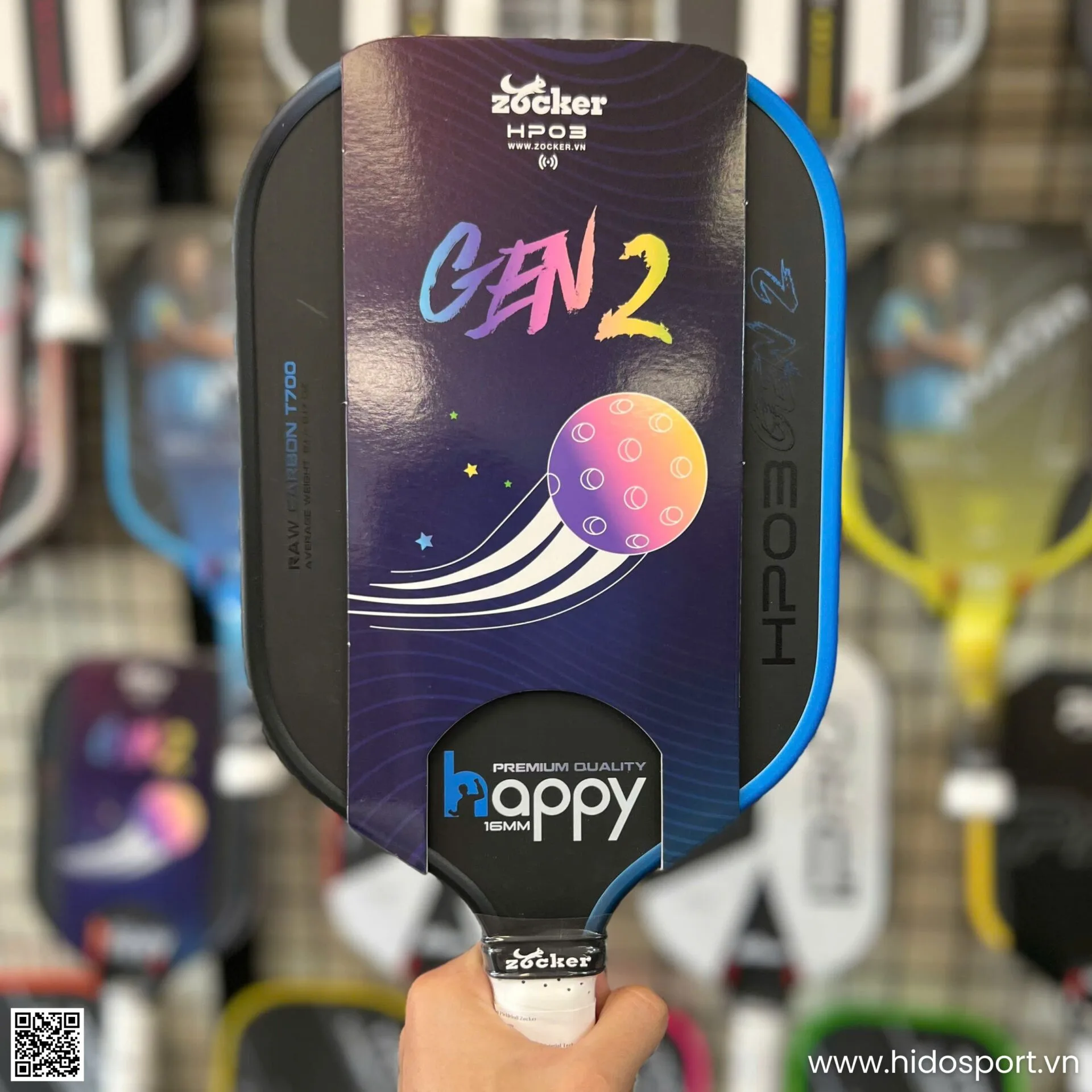 (TITLE)% Vot Pickleball Zocker Happy Hp03 Gen 2 Chinh Hang 16mm Hinh Anh 003
