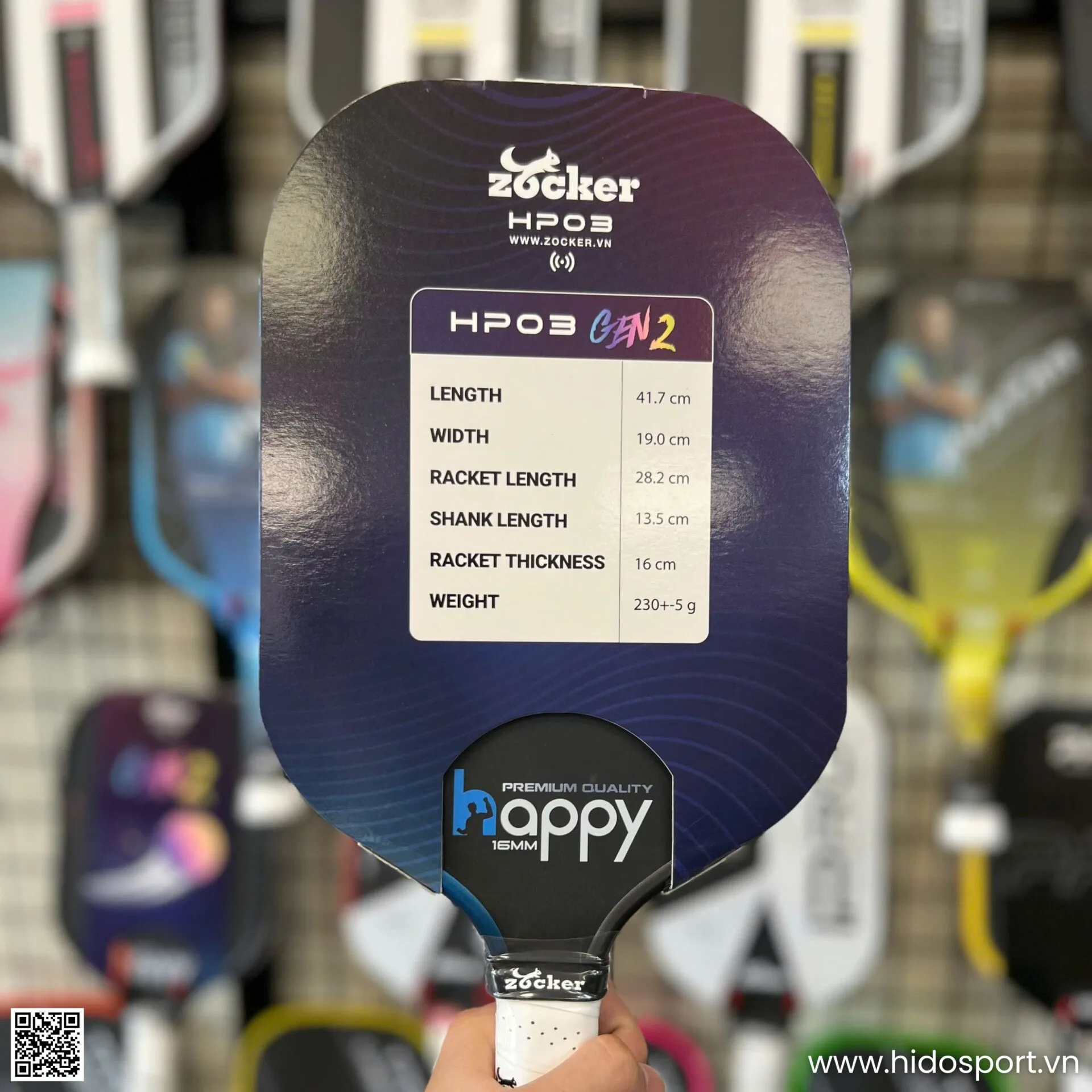 (TITLE)% Vot Pickleball Zocker Happy Hp03 Gen 2 Chinh Hang 16mm Hinh Anh 004
