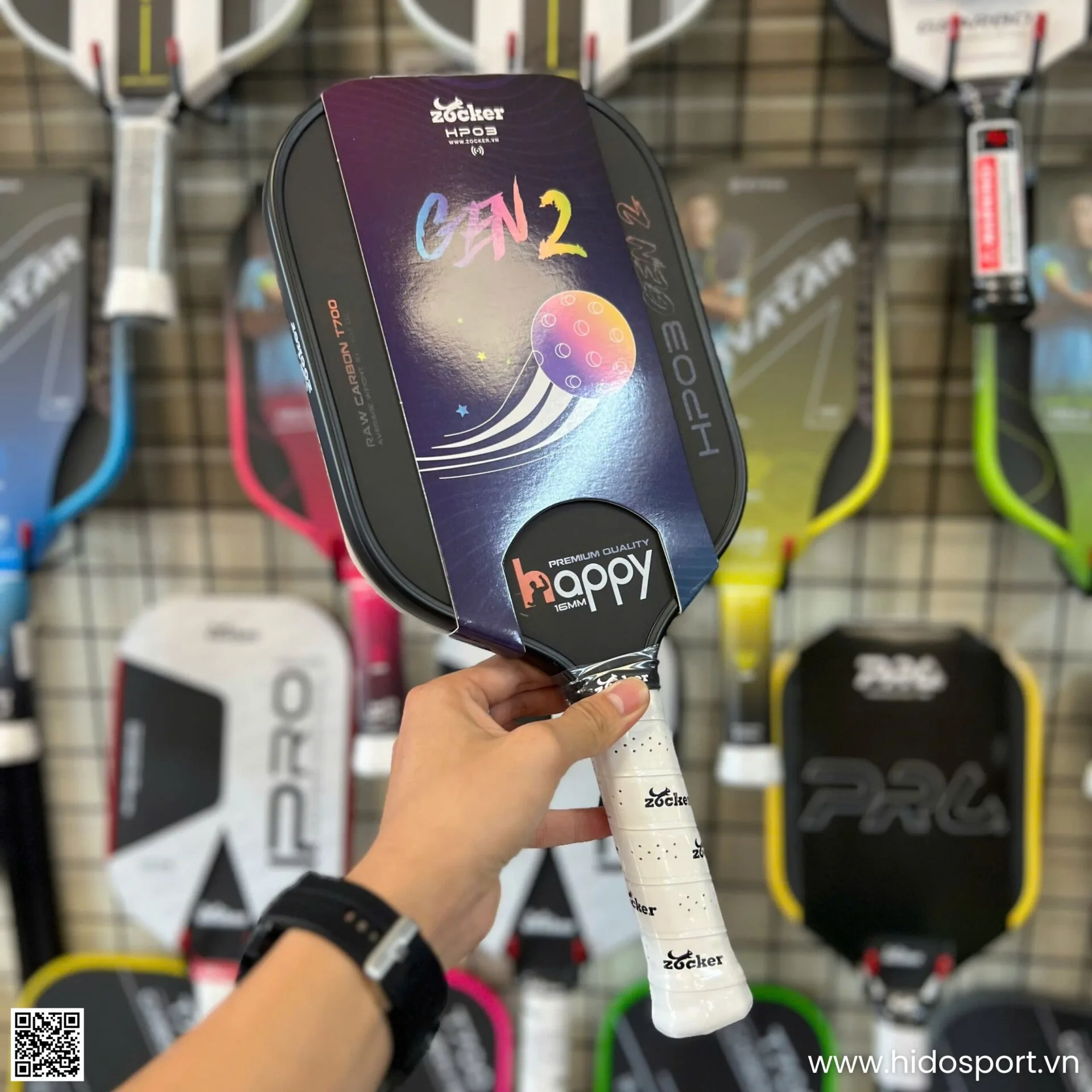 (TITLE)% Vot Pickleball Zocker Happy Hp03 Gen 2 Chinh Hang 16mm Hinh Anh 008