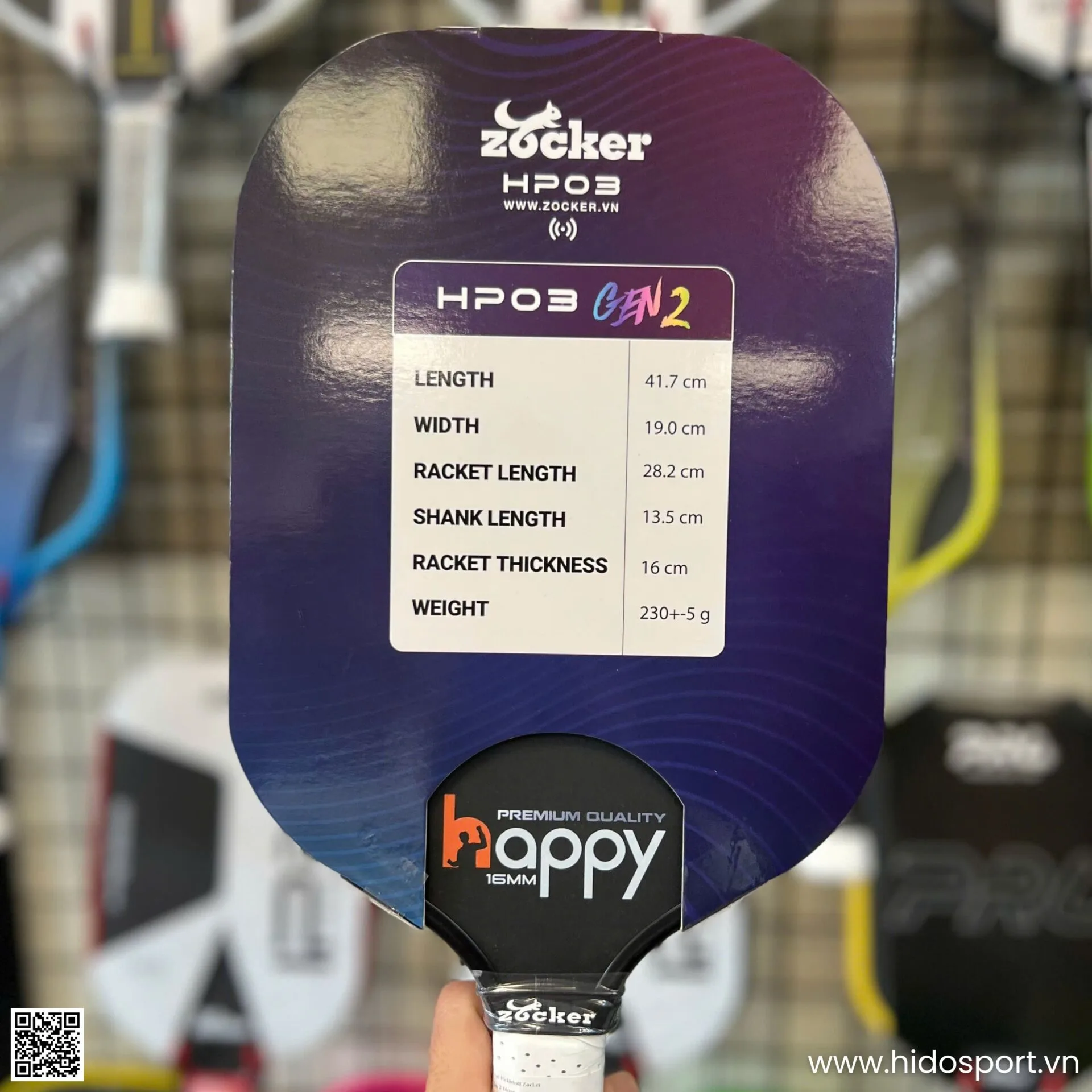 (TITLE)% Vot Pickleball Zocker Happy Hp03 Gen 2 Chinh Hang 16mm Hinh Anh 010