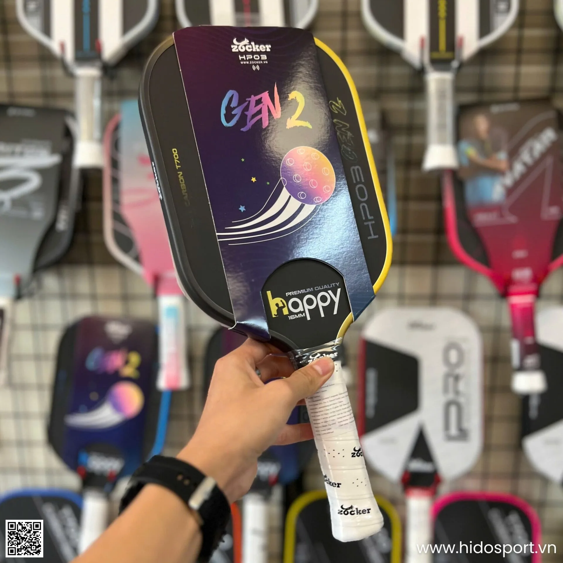 (TITLE)% Vot Pickleball Zocker Happy Hp03 Gen 2 Chinh Hang 16mm Hinh Anh 014