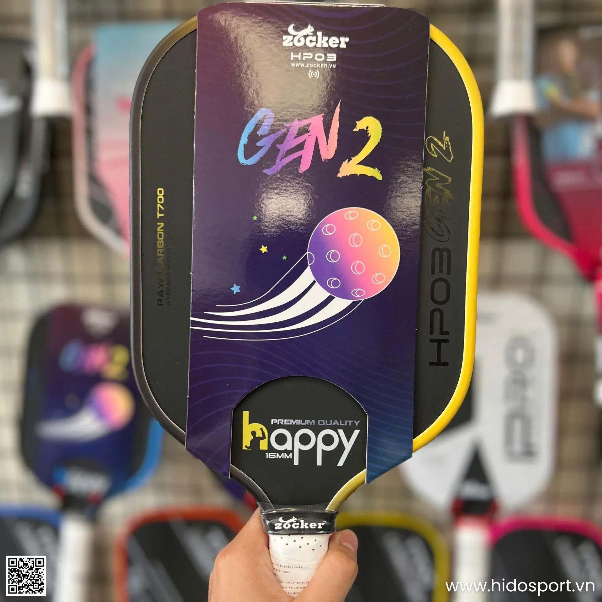 (TITLE)% Vot Pickleball Zocker Happy Hp03 Gen 2 Chinh Hang 16mm Hinh Anh 015