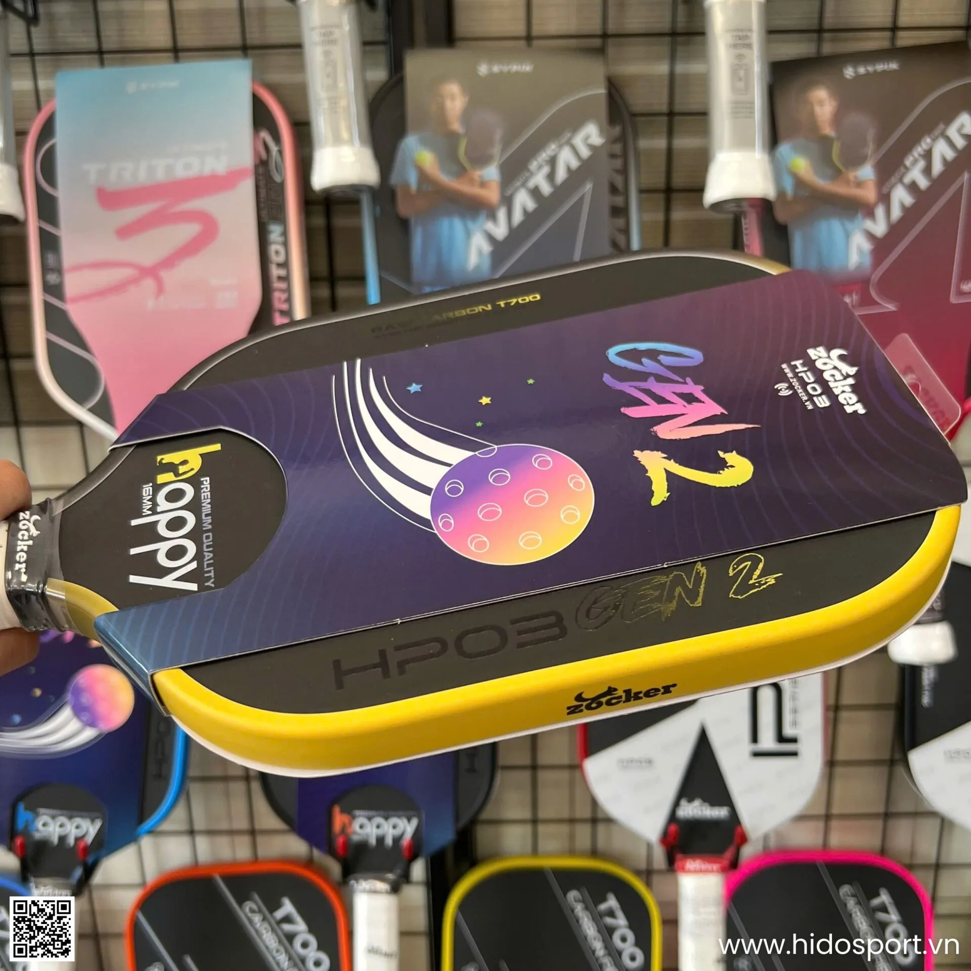 (TITLE)% Vot Pickleball Zocker Happy Hp03 Gen 2 Chinh Hang 16mm Hinh Anh 017