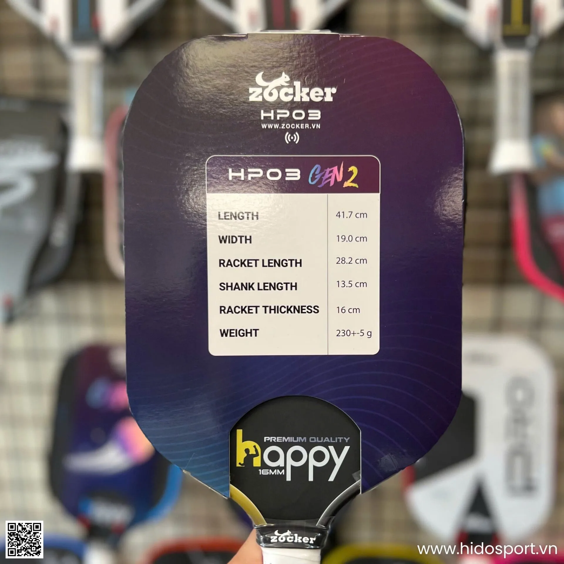 (TITLE)% Vot Pickleball Zocker Happy Hp03 Gen 2 Chinh Hang 16mm Hinh Anh 019