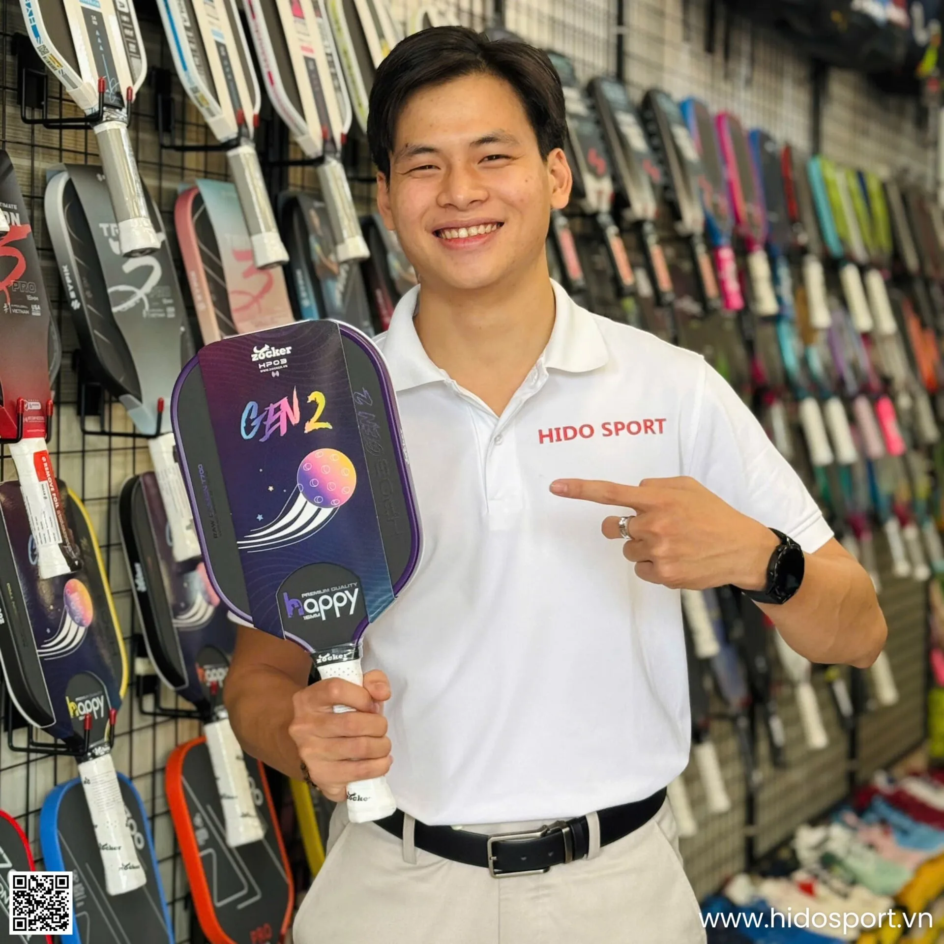 (TITLE)% Vot Pickleball Zocker Happy Hp03 Gen 2 Chinh Hang 16mm Hinh Anh 020