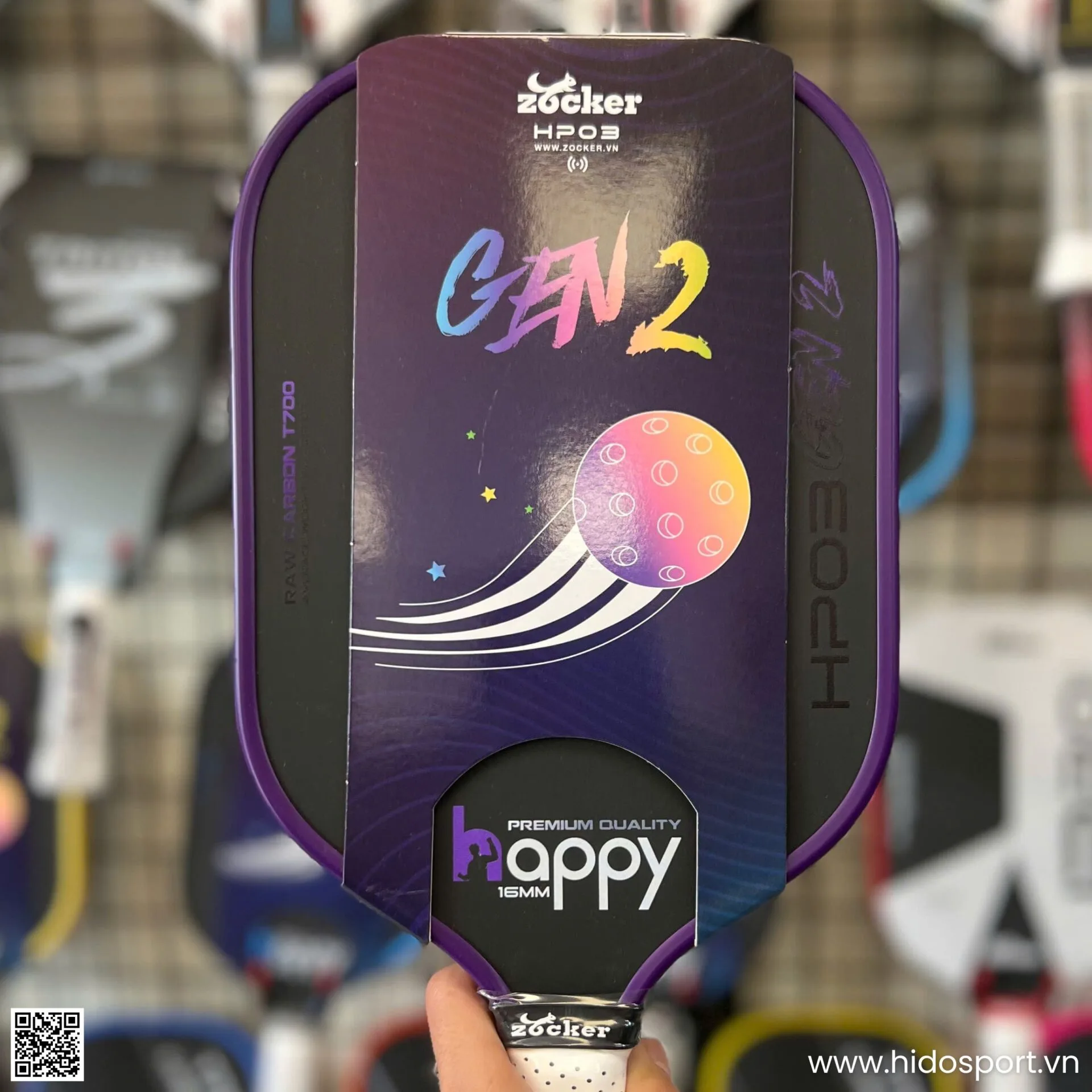 (TITLE)% Vot Pickleball Zocker Happy Hp03 Gen 2 Chinh Hang 16mm Hinh Anh 022