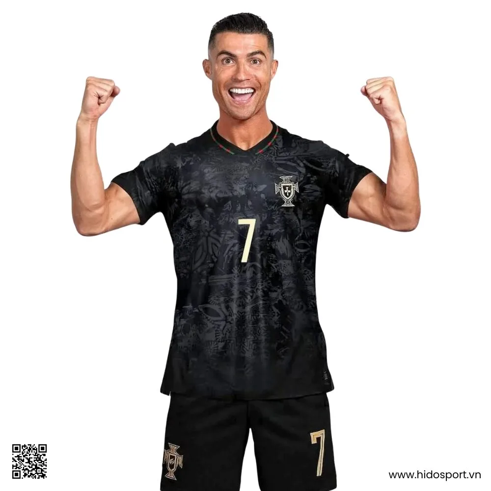 Quần Áo Bóng Đá Bồ Đào Nha Sân Khách World Cup 2026 - Màu Đen - HIDO SPORT