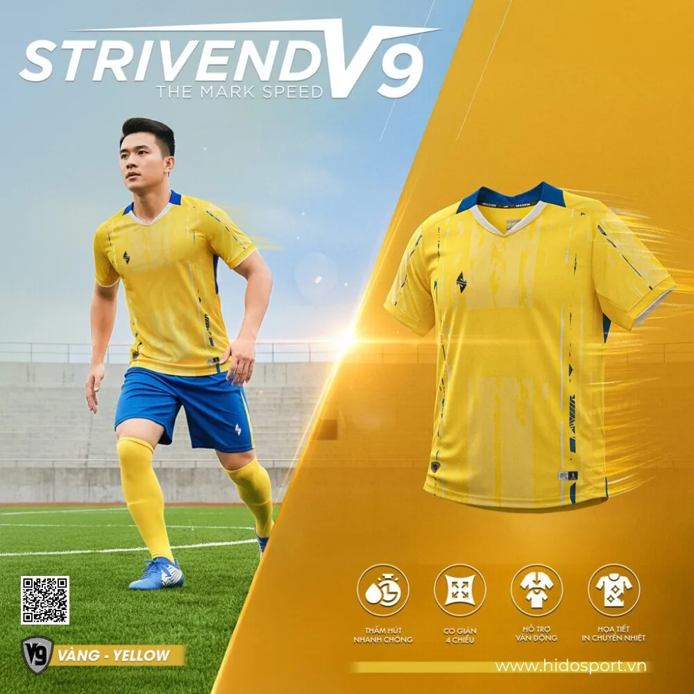 (TITLE)% BST 6 MÀU - Quần Áo Bóng Đá Thiết Kế Chính Hãng Strivend V9 2025 - Vàng