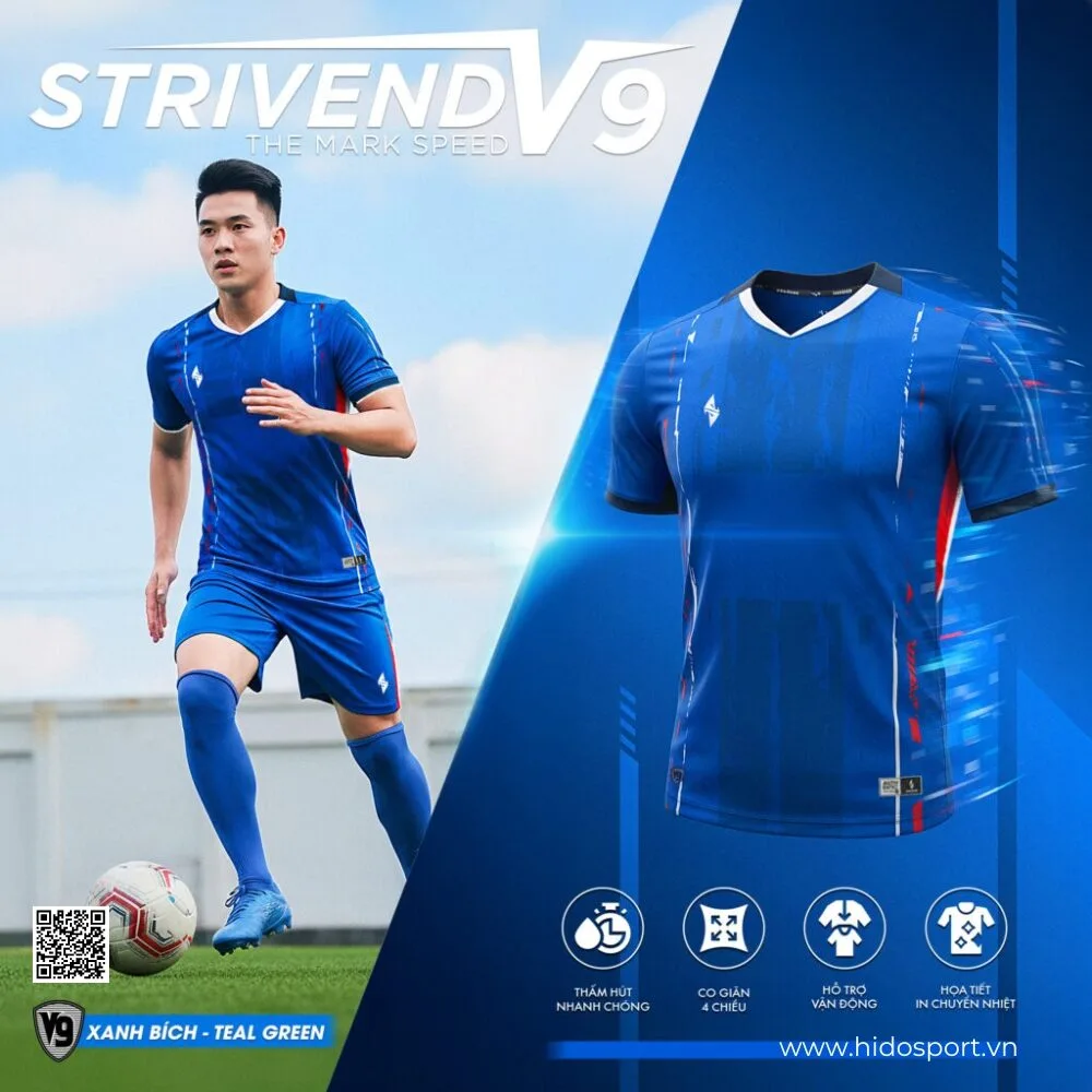 (TITLE)% BST 6 MÀU - Quần Áo Bóng Đá Thiết Kế Chính Hãng Strivend V9 2025 - Xanh Bích
