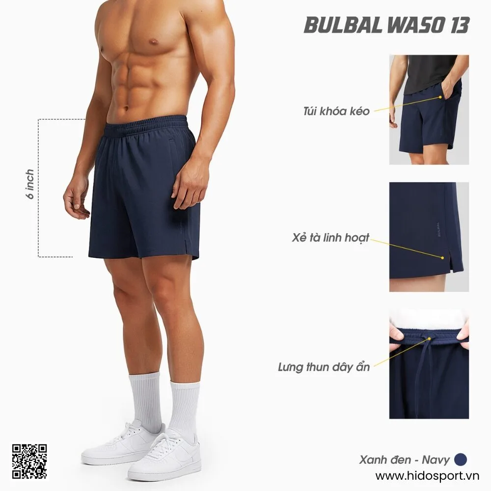 (TITLE)% Quần Short Thể Thao Bulbal Waso 13 Chính Hãng 2025 - Xanh Navy