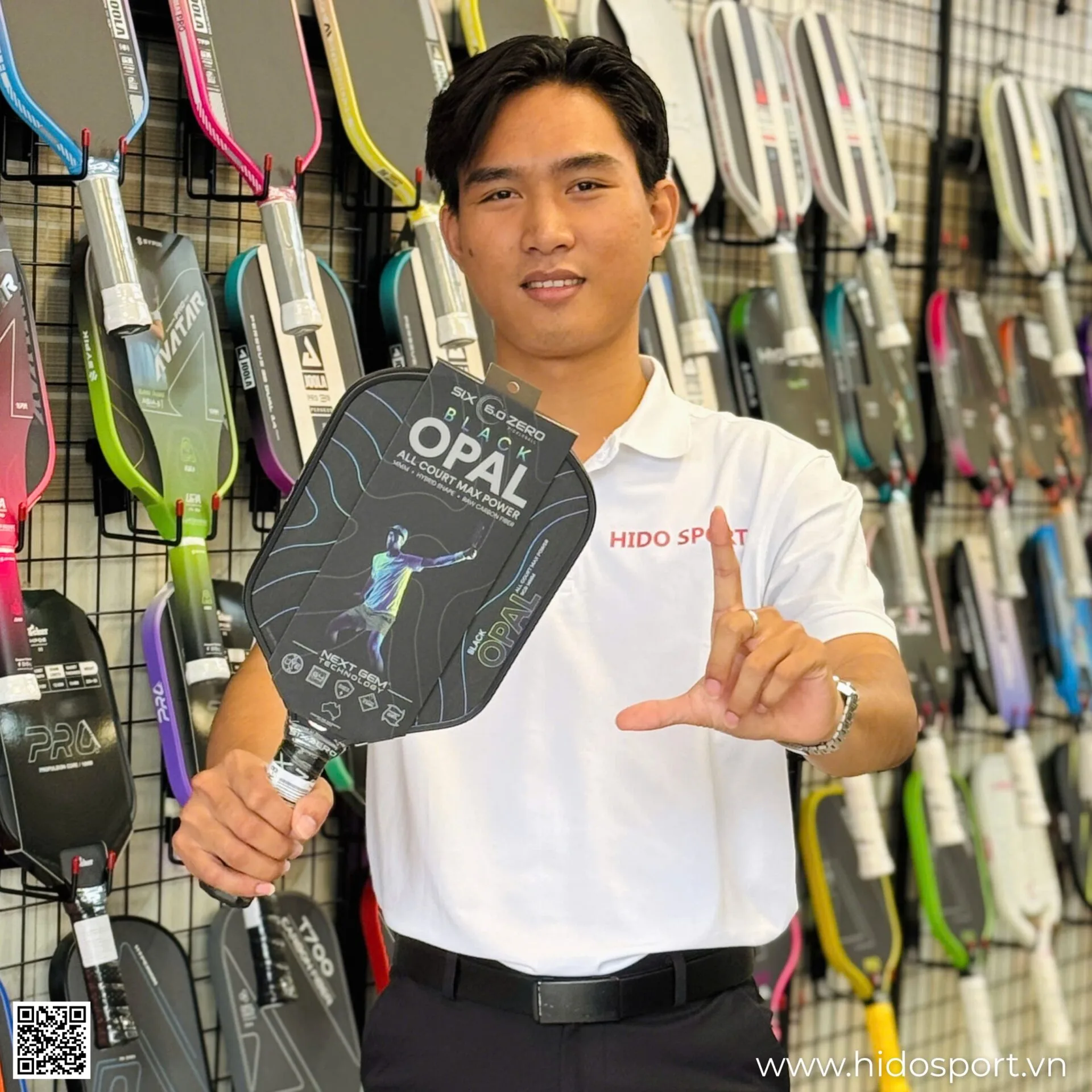 Vot Pickleball Six Zero Black Opal Chinh Hang 14mm Hinh Anh Thuc Te 001