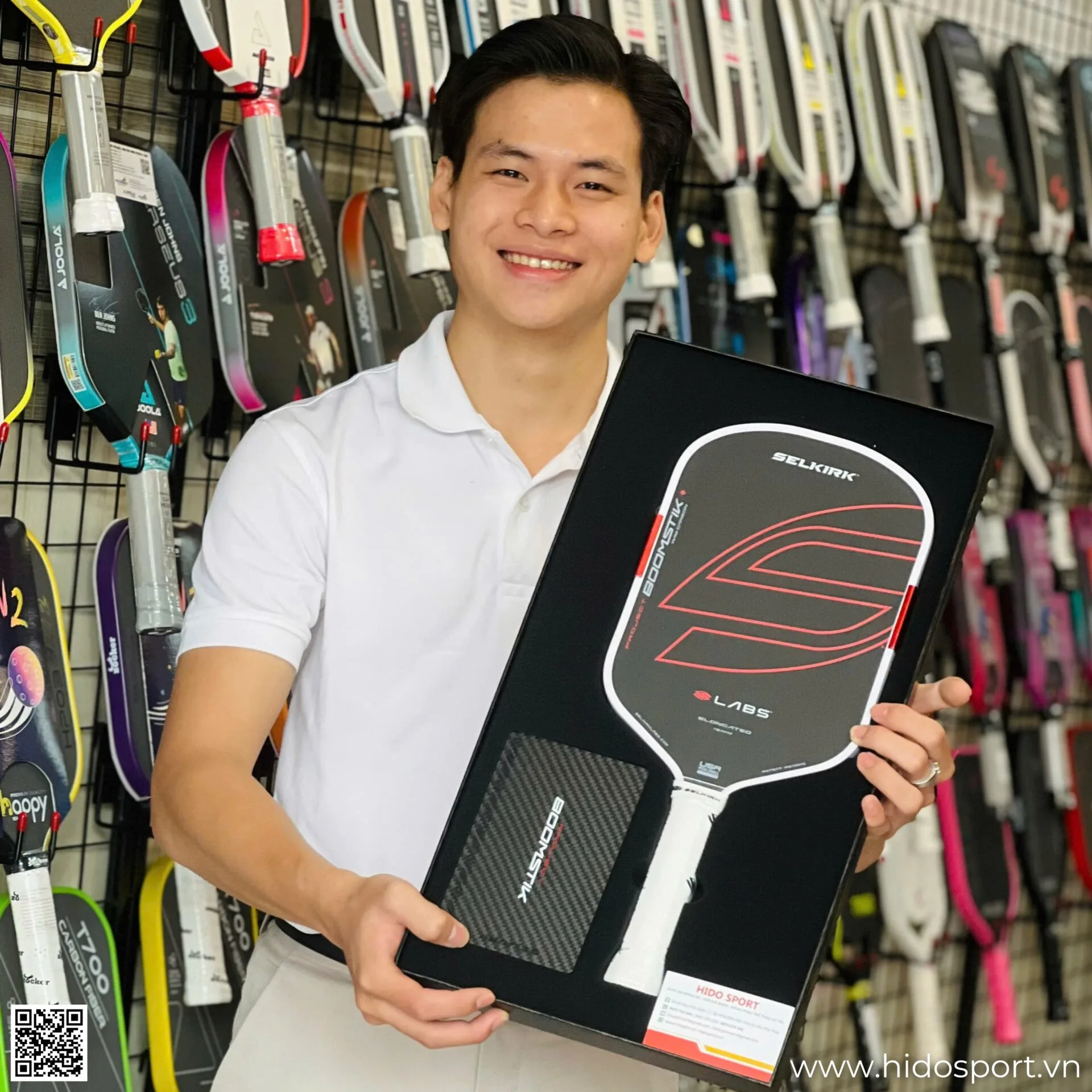 Vot Selkirk Boomstik Raw Carbon Elongated 16mm Hinh Anh Doc Quyen Tai Hido Sport 01