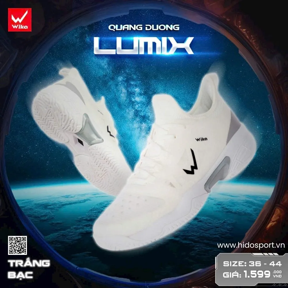 Giày Pickleball Quang Dương Wika Lumix Chính Hãng | BST 4 Màu - Trắng Bạc