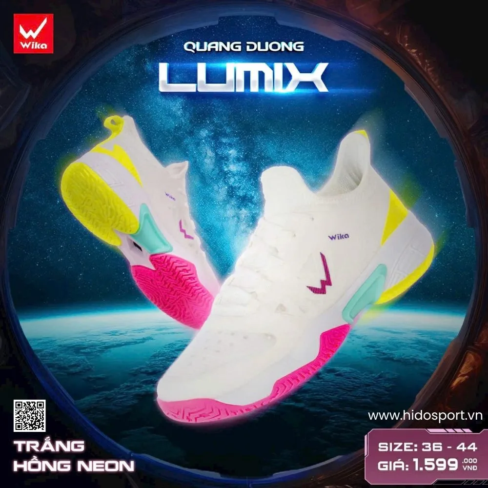 Giày Pickleball Quang Dương Wika Lumix Chính Hãng | BST 4 Màu - Trắng Hồng