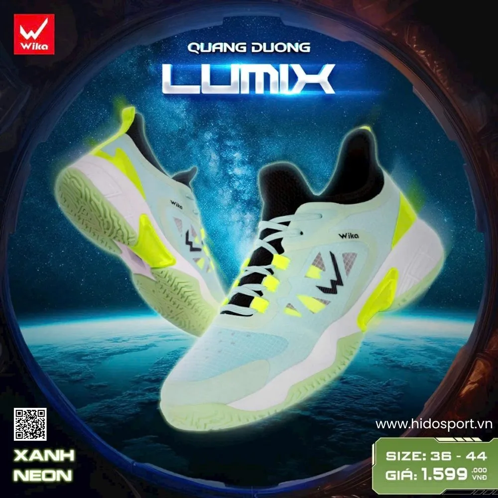 Giày Pickleball Quang Dương Wika Lumix Chính Hãng | BST 4 Màu - Xanh Neon