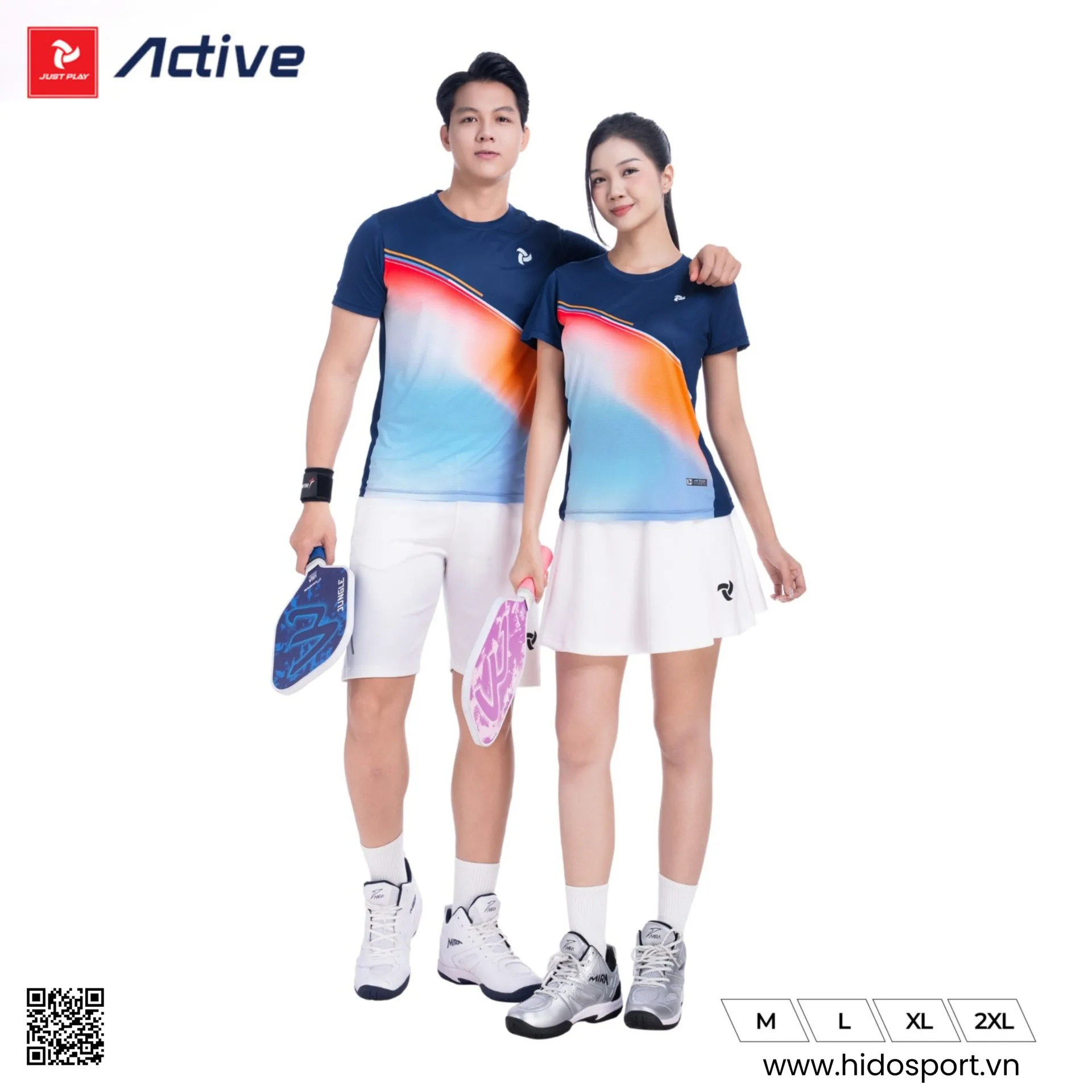 Áo Pickleball Nam Nữ JUST PLAY ACTIVE Chính Hãng 2026 - BST 4 Màu - Xanh Đen