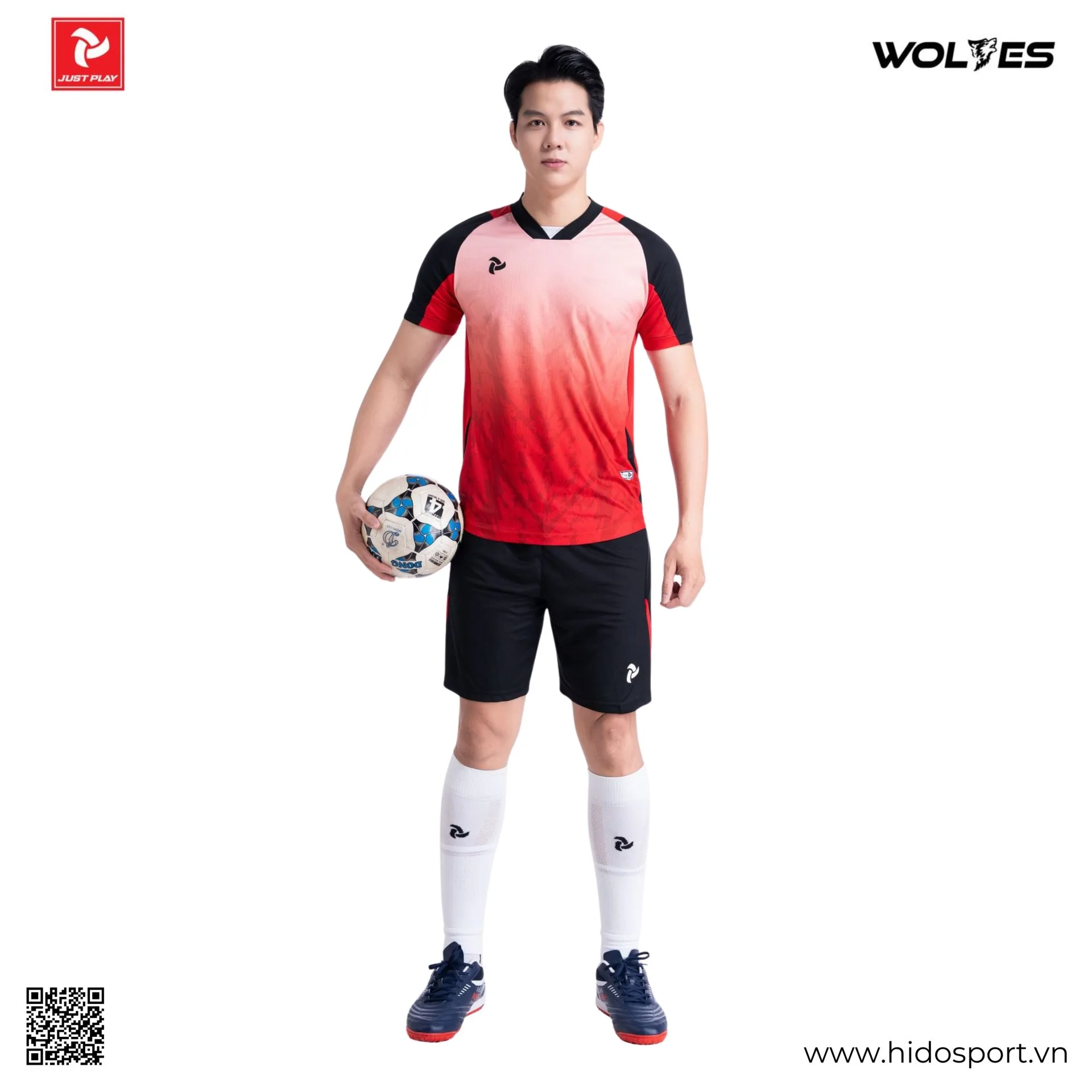 Quần Áo Bóng Đá Thiết Kế Chính Hãng JUST PLAY WOLVES 2026 - BST 8 Màu - Đỏ