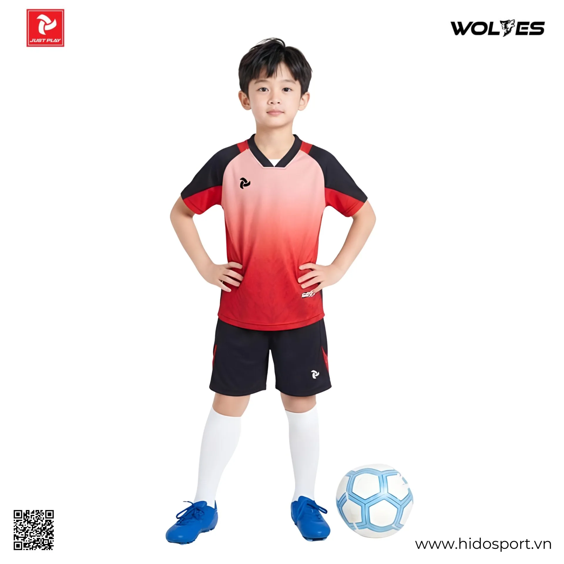 Quần Áo Bóng Đá Trẻ Em Just Play Wolves Chính Hãng 2026 - BST 8 Màu - Đỏ
