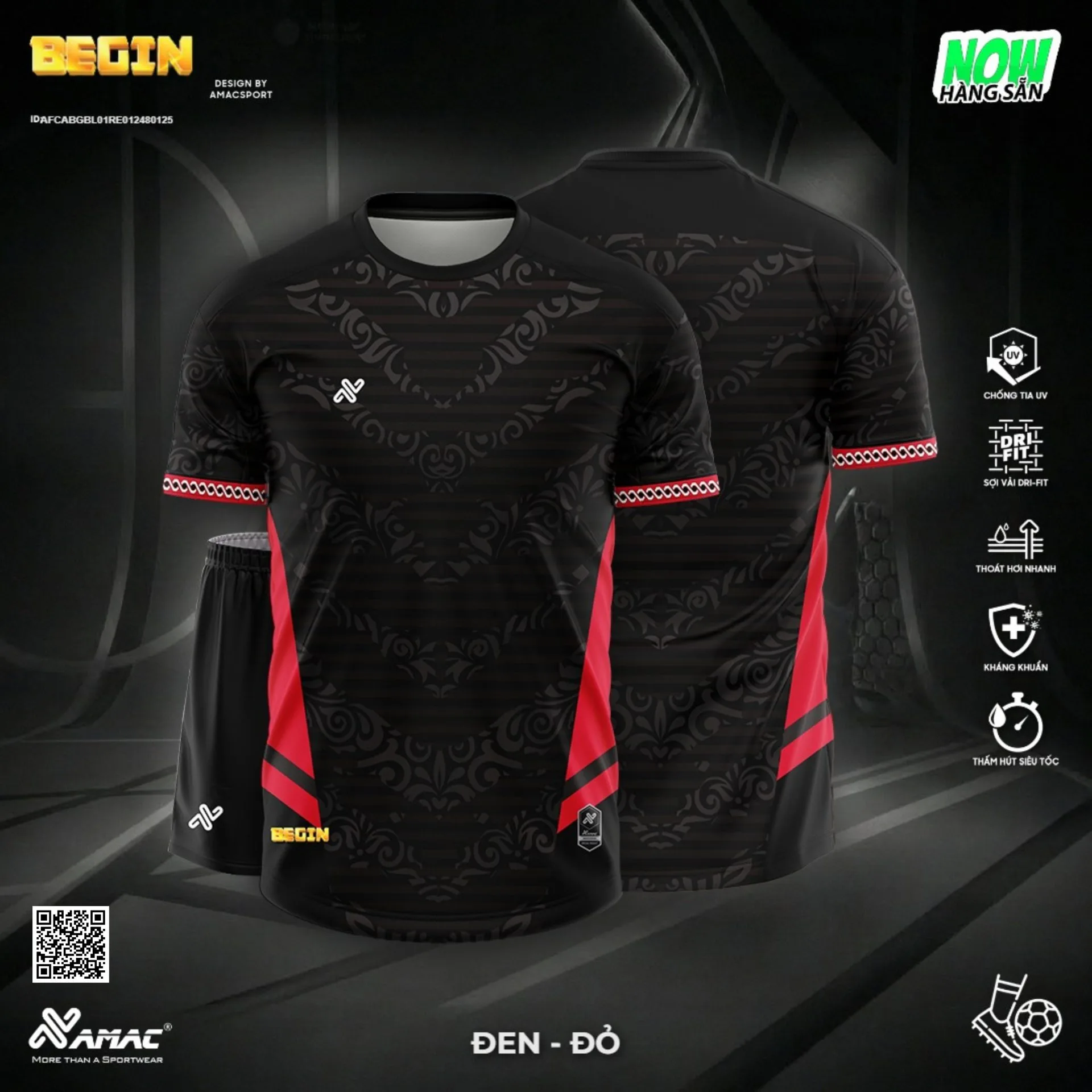 Quần Áo Bóng Đá Thiết Kế Chính Hãng AMAC BEGIN 2026 - BST 8 MÀU - Đen