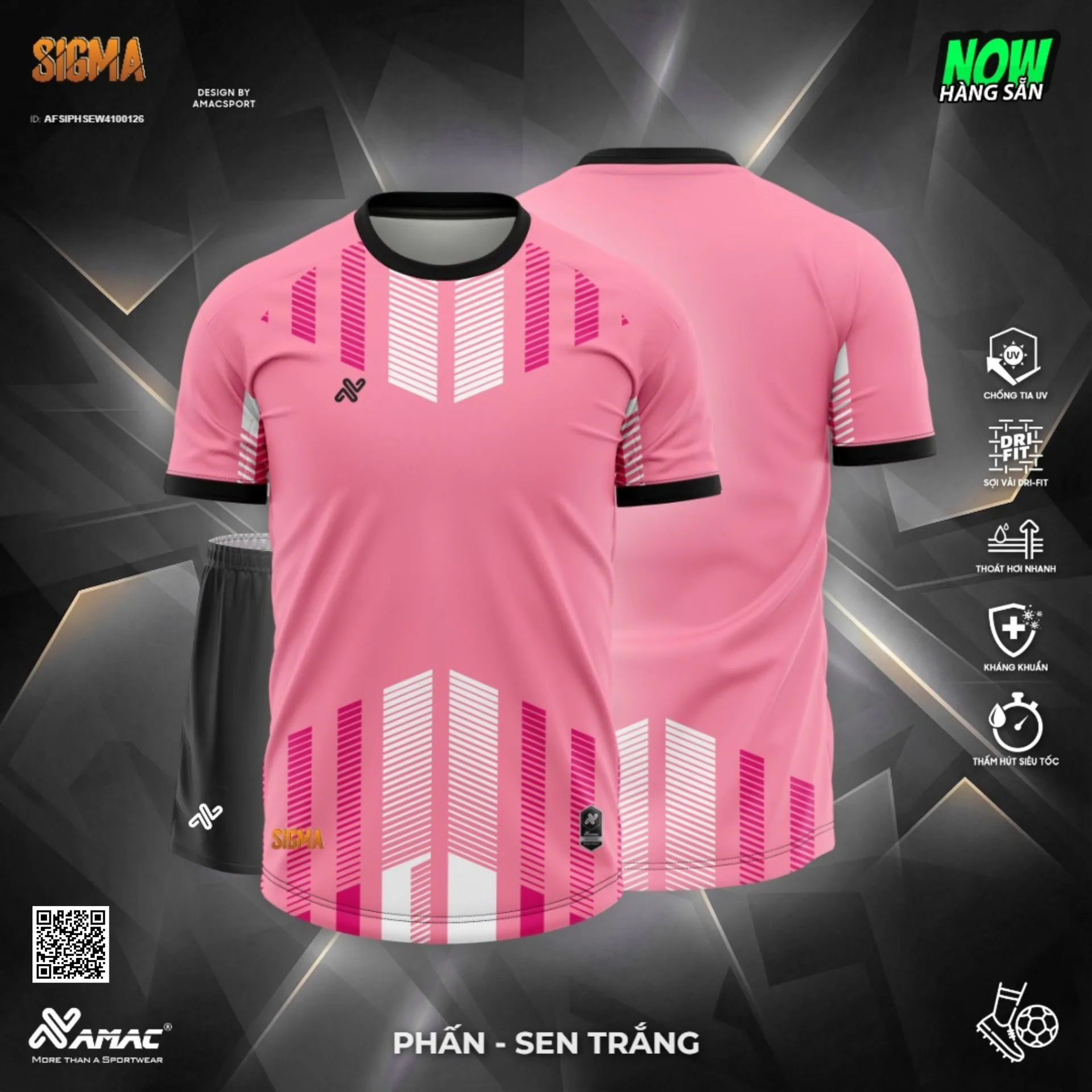 Quần Áo Bóng Đá Thiết Kế Chính Hãng AMAC SIGMA 2026 - BST 9 MÀU - Hồng