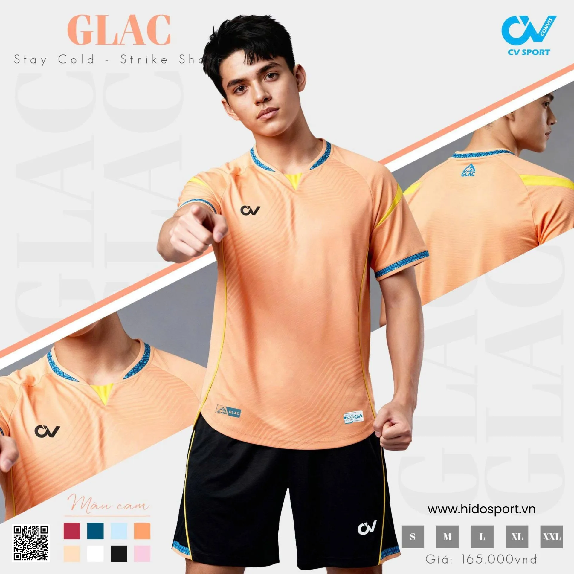 Quần Áo Bóng Đá Thiết Kế Chính Hãng CV GLAC 2026 - BST 8 MÀU - Cam