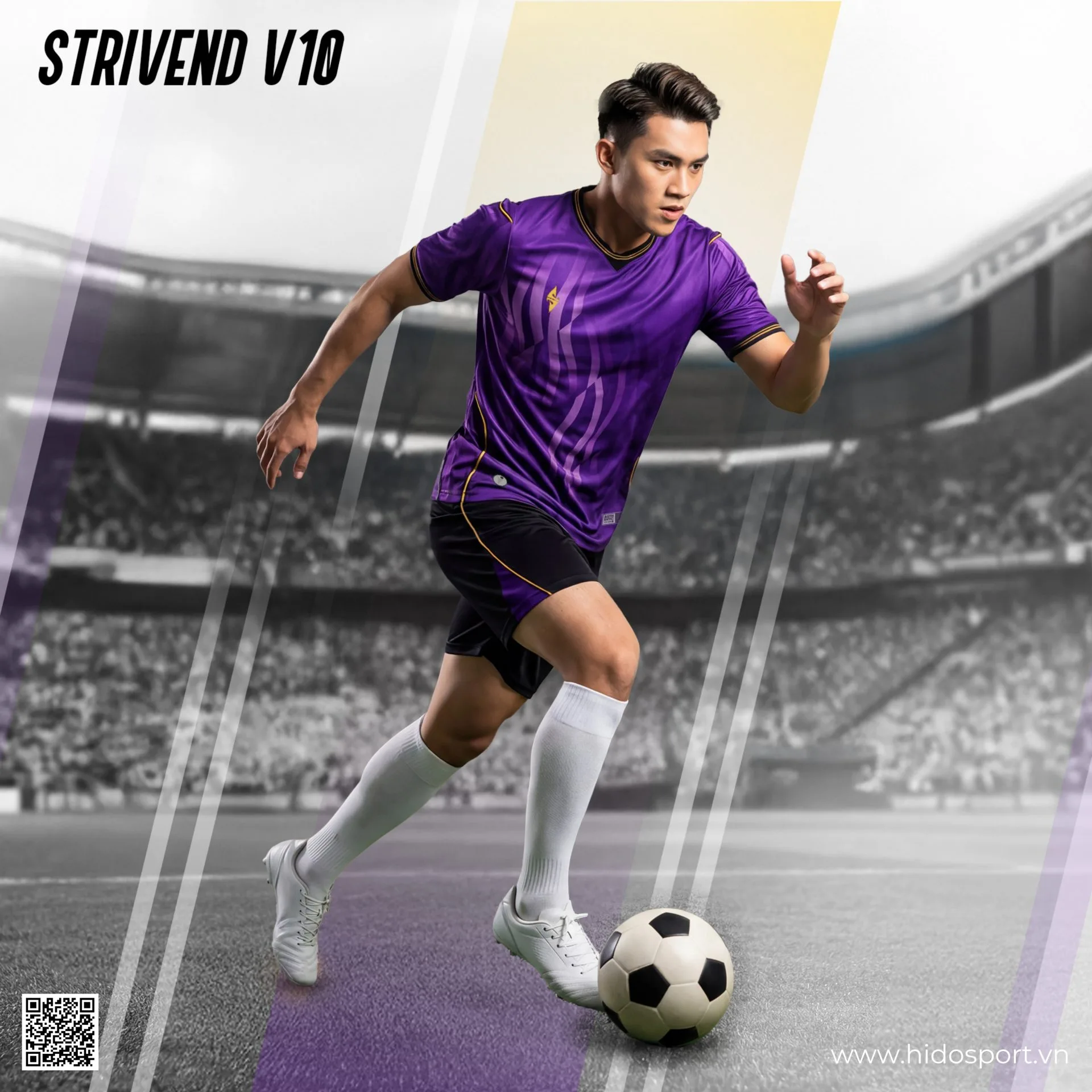 Quần Áo Bóng Đá Thiết Kế Chính Hãng Strivend V10 2026 - BST 6 Màu - Tím