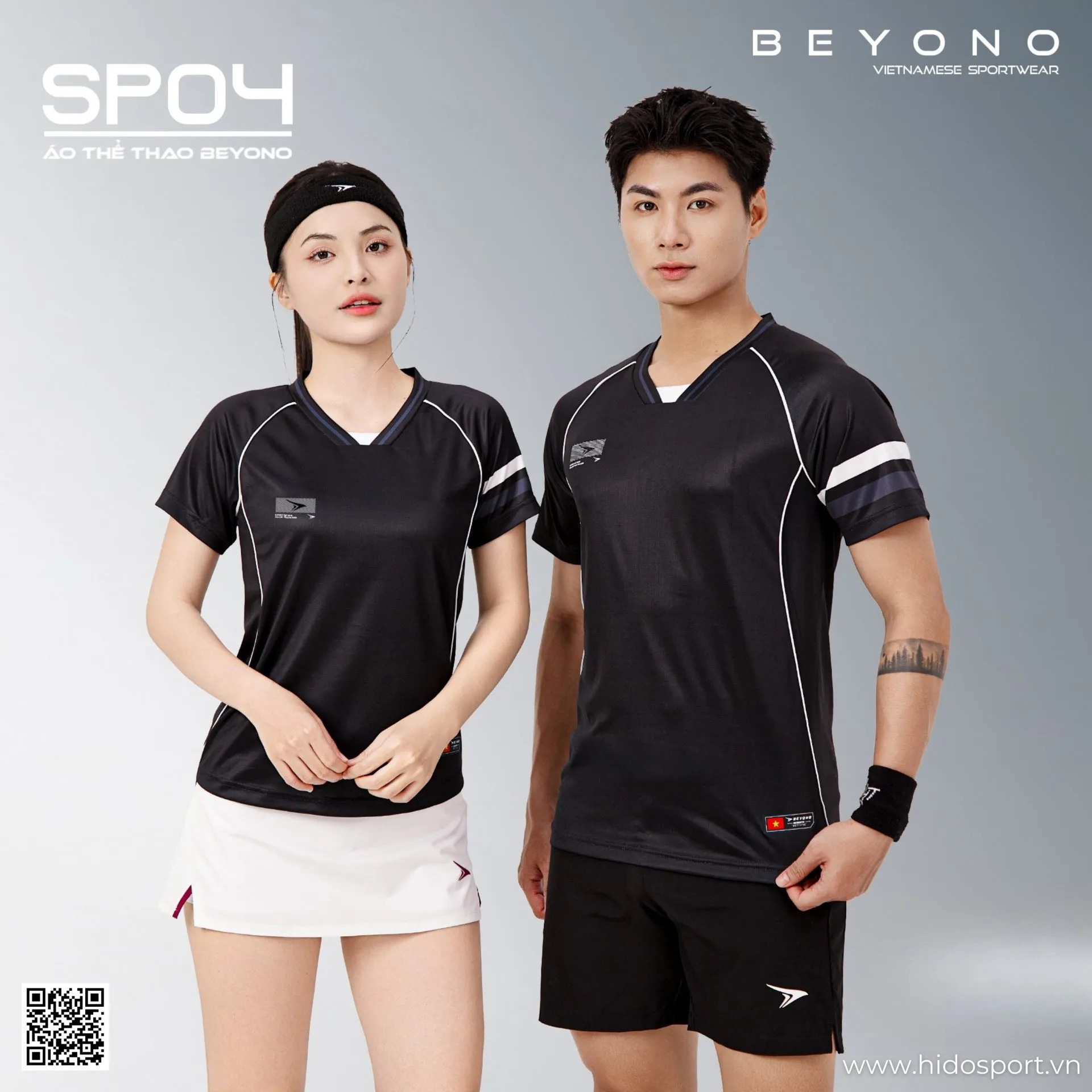 Áo Pickleball Nam Nữ Beyono SP04 Chính Hãng 2026 – BST 3 Màu - Đen
