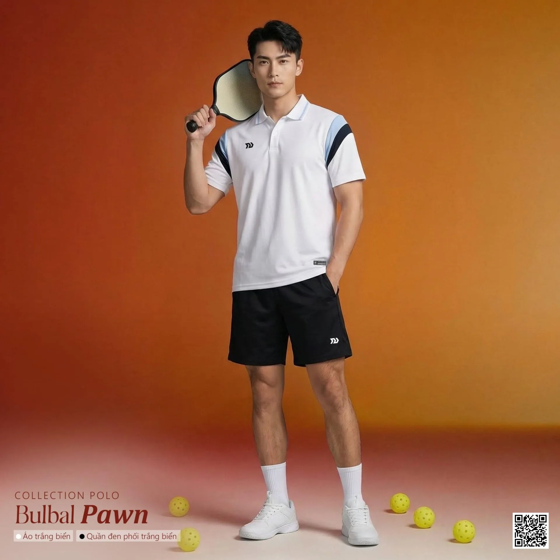 Áo Polo Pickleball Bulbal Pawn Chính Hãng 2026 - BST 3 Màu - Trắng
