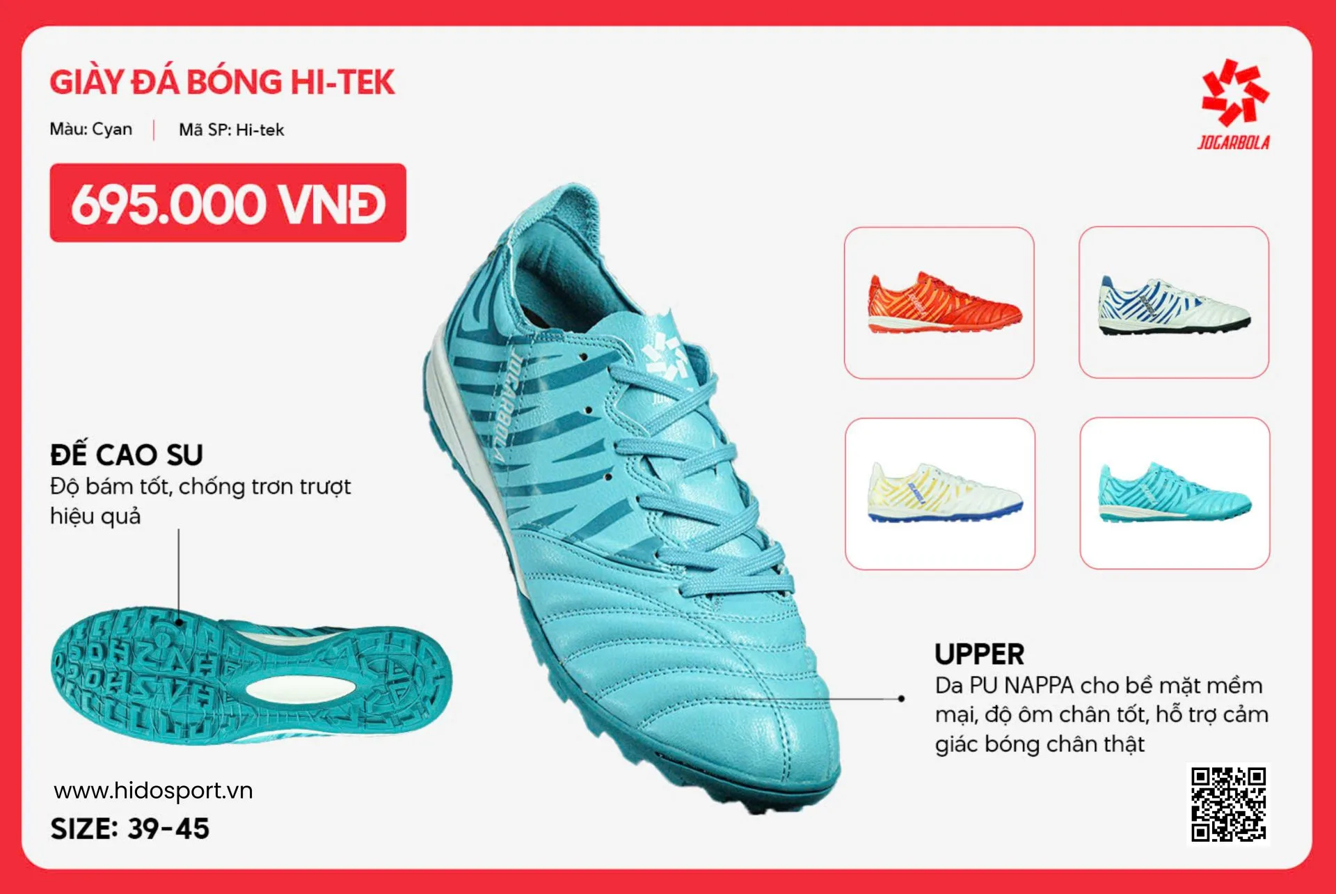 Giày Bóng Đá Jogarbola Hi-Tek Chính Hãng 2026 | BST 4 Màu - 2