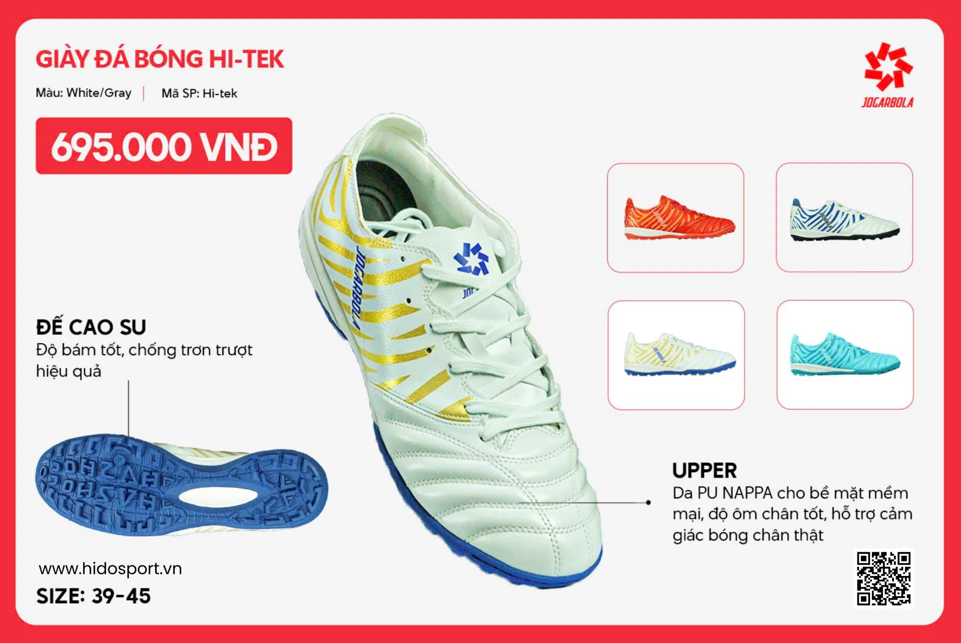 Giày Bóng Đá Jogarbola Hi-Tek Chính Hãng 2026 | BST 4 Màu - 3