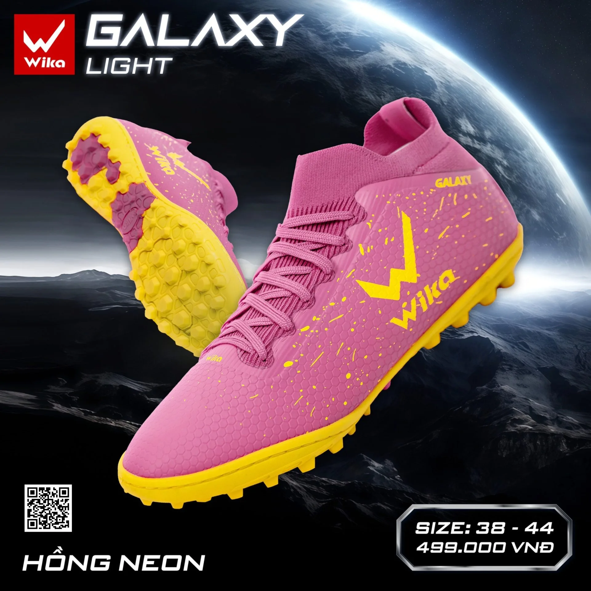 Giày bóng đá Wika Galaxy Light đế đinh TF sân cỏ nhân tạo - Hồng