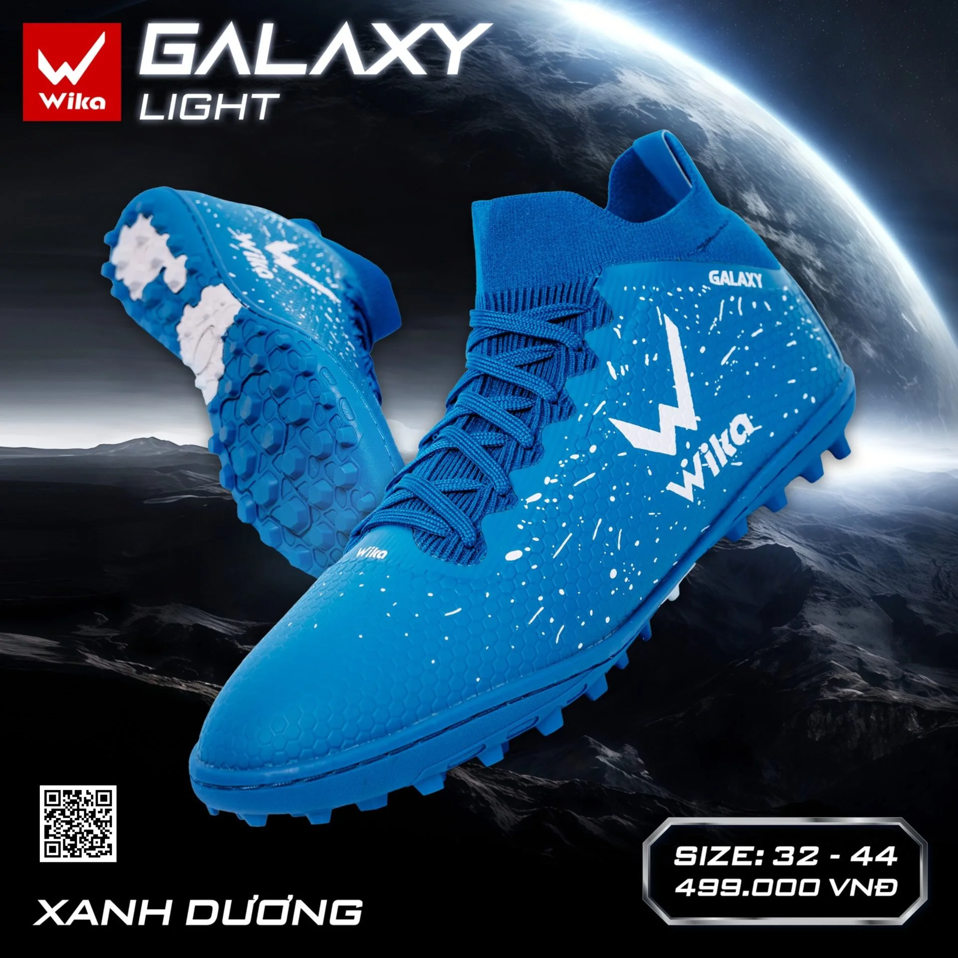 Giày bóng đá Wika Galaxy Light đế đinh TF sân cỏ nhân tạo - Xanh Dương