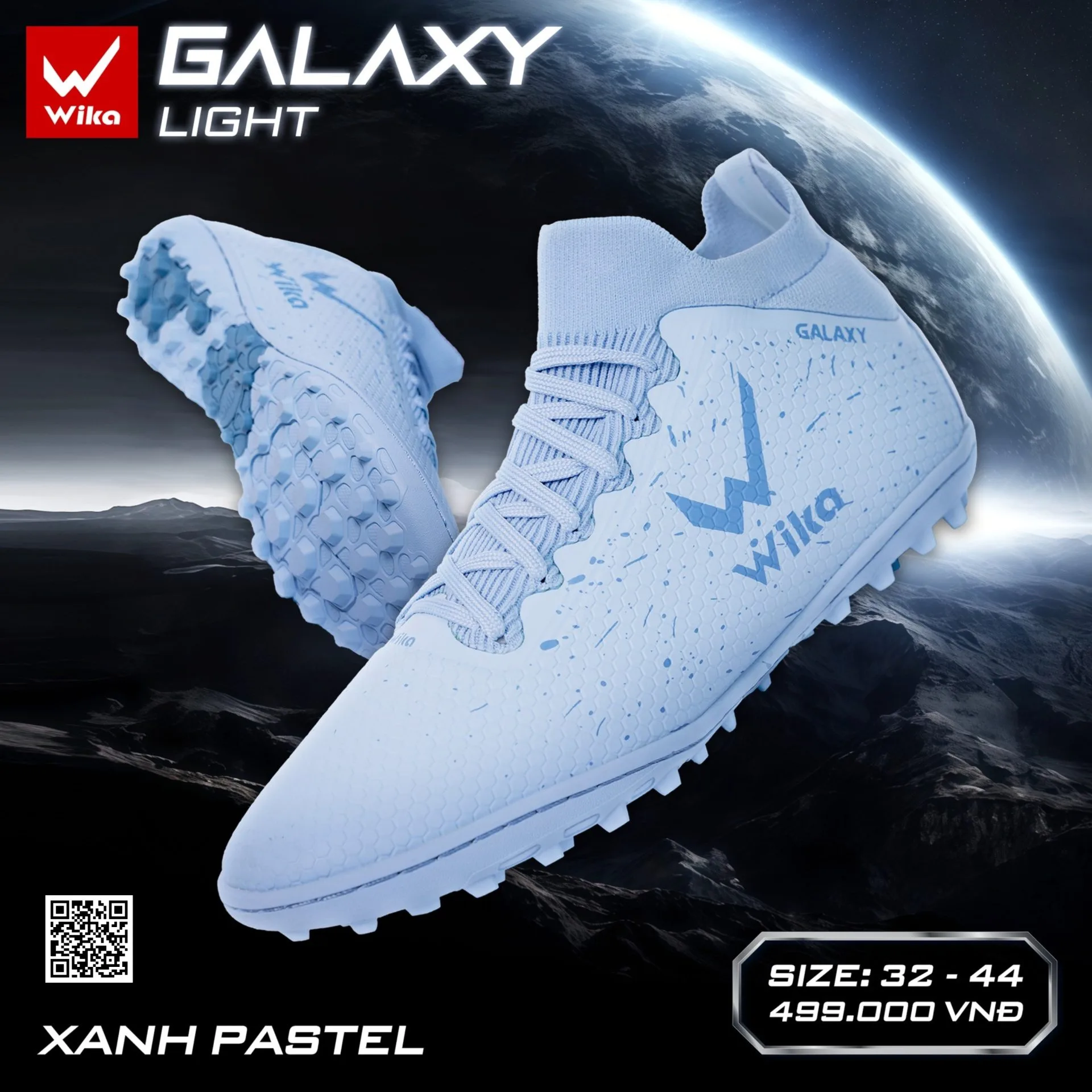 Giày bóng đá Wika Galaxy Light đế đinh TF sân cỏ nhân tạo - Xanh Pastel