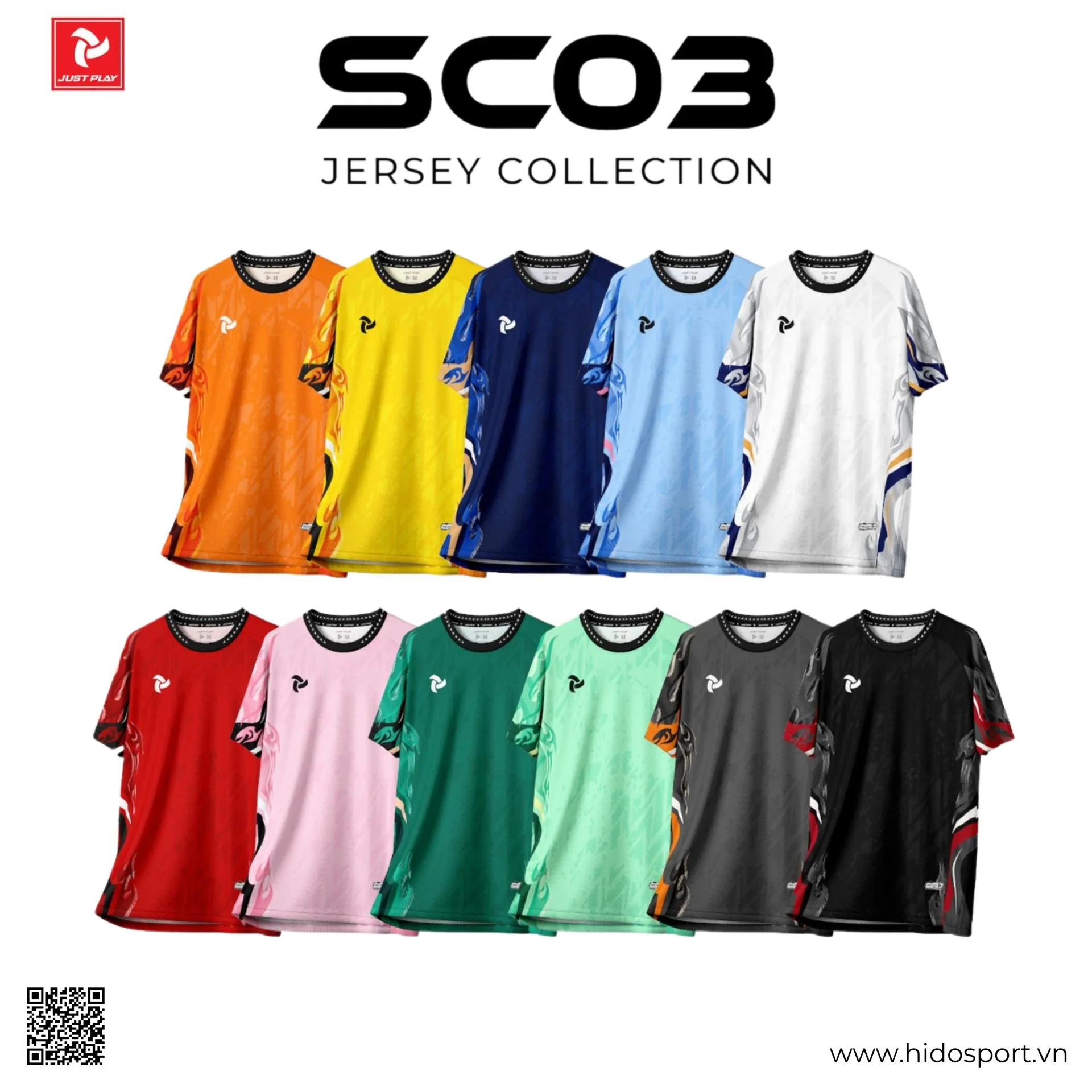 Quần Áo Bóng Đá Thiết Kế Chính Hãng Just Play SC03 2026 - BST 12 MÀU - HIDO SPORT