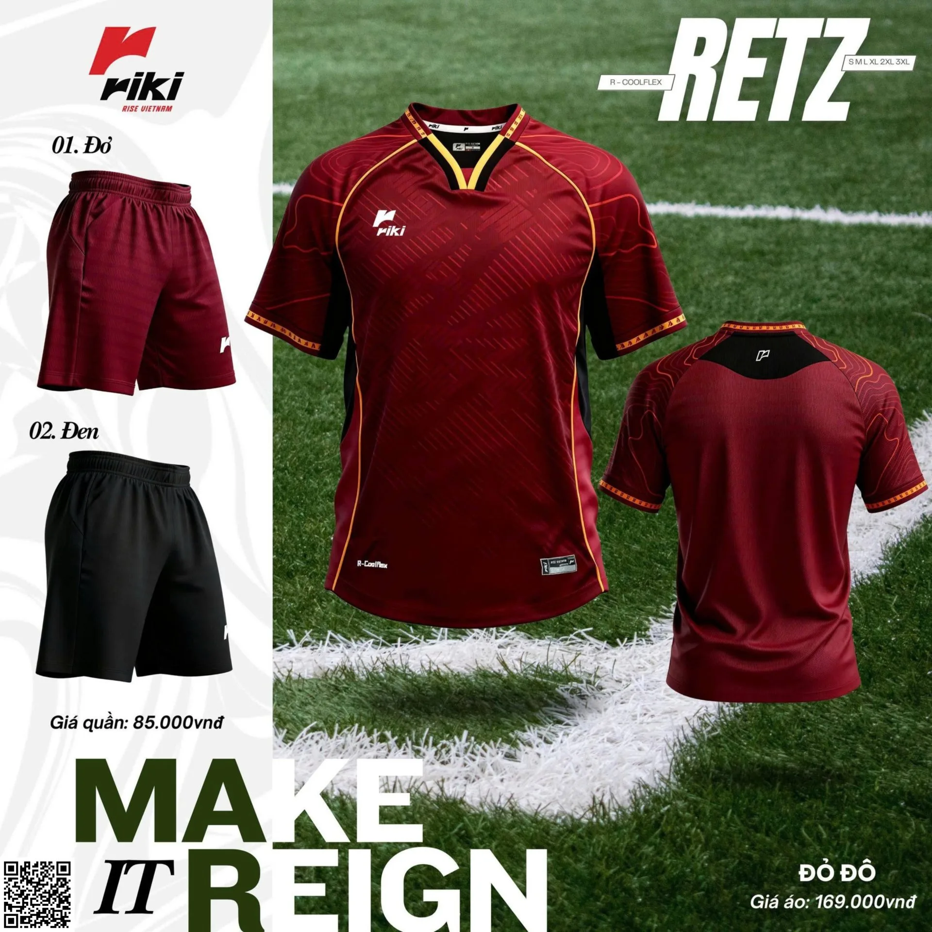 Quần Áo Bóng Đá Thiết Kế Chính Hãng RIKI RETZ 2026 - BST 5 Màu - Đỏ