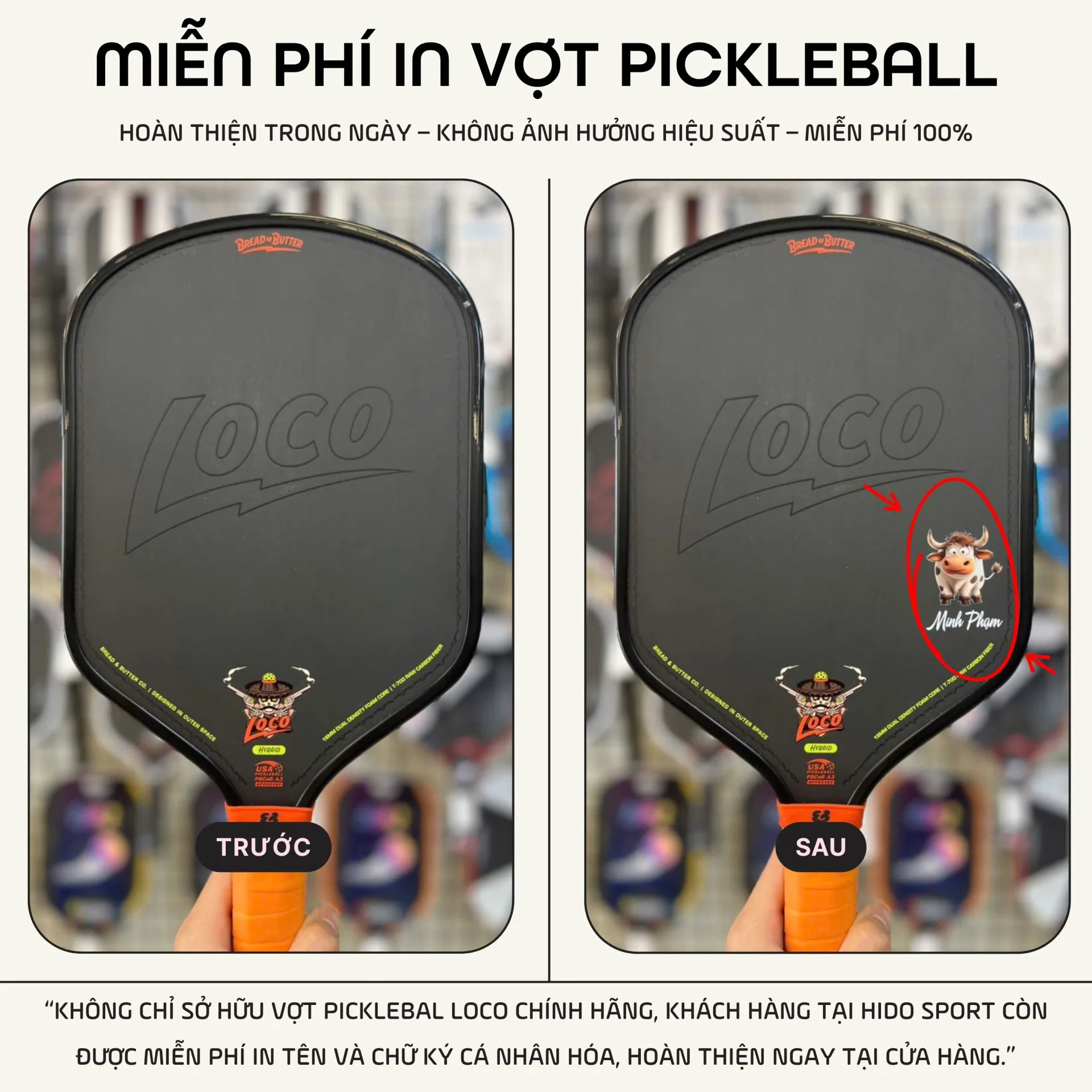 Vot Pickleball Loco Hybrid Hinh Anh Thuc Te Tai Hido Sport Infographic In Vot Pickleball 02