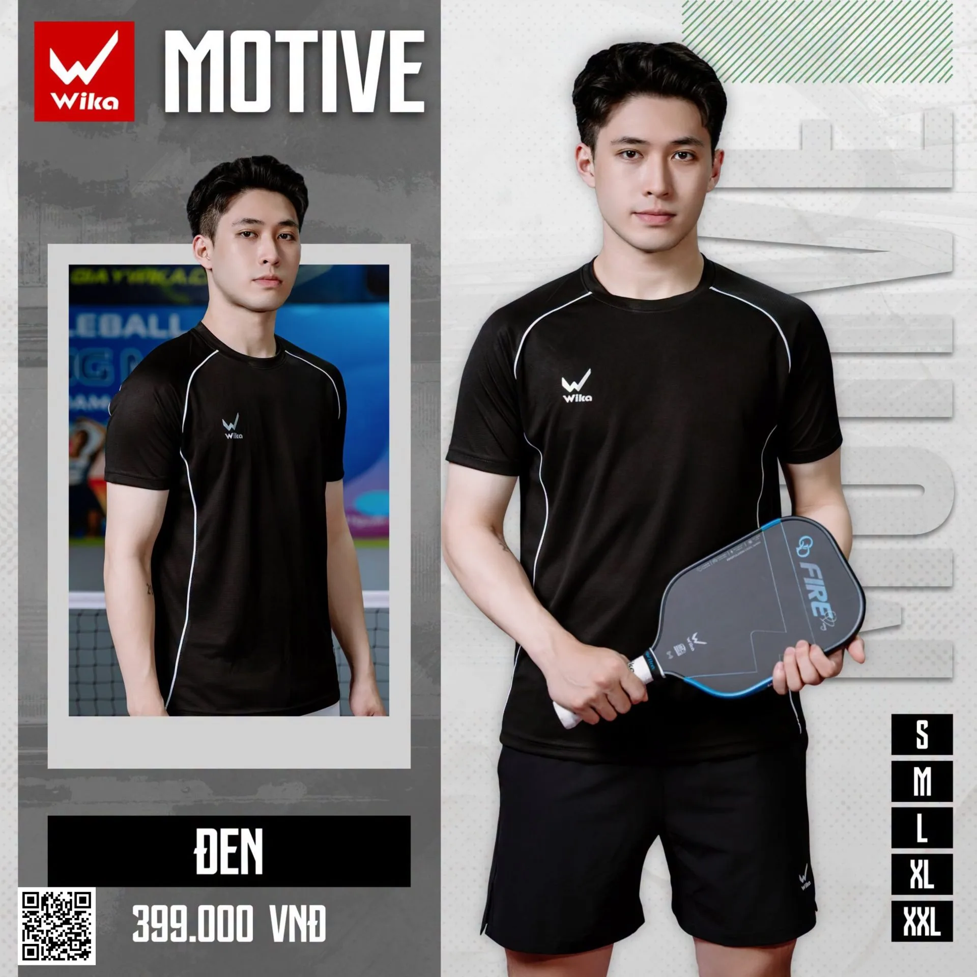 Áo Pickleball Wika Motive Chính Hãng 2026 - Đen