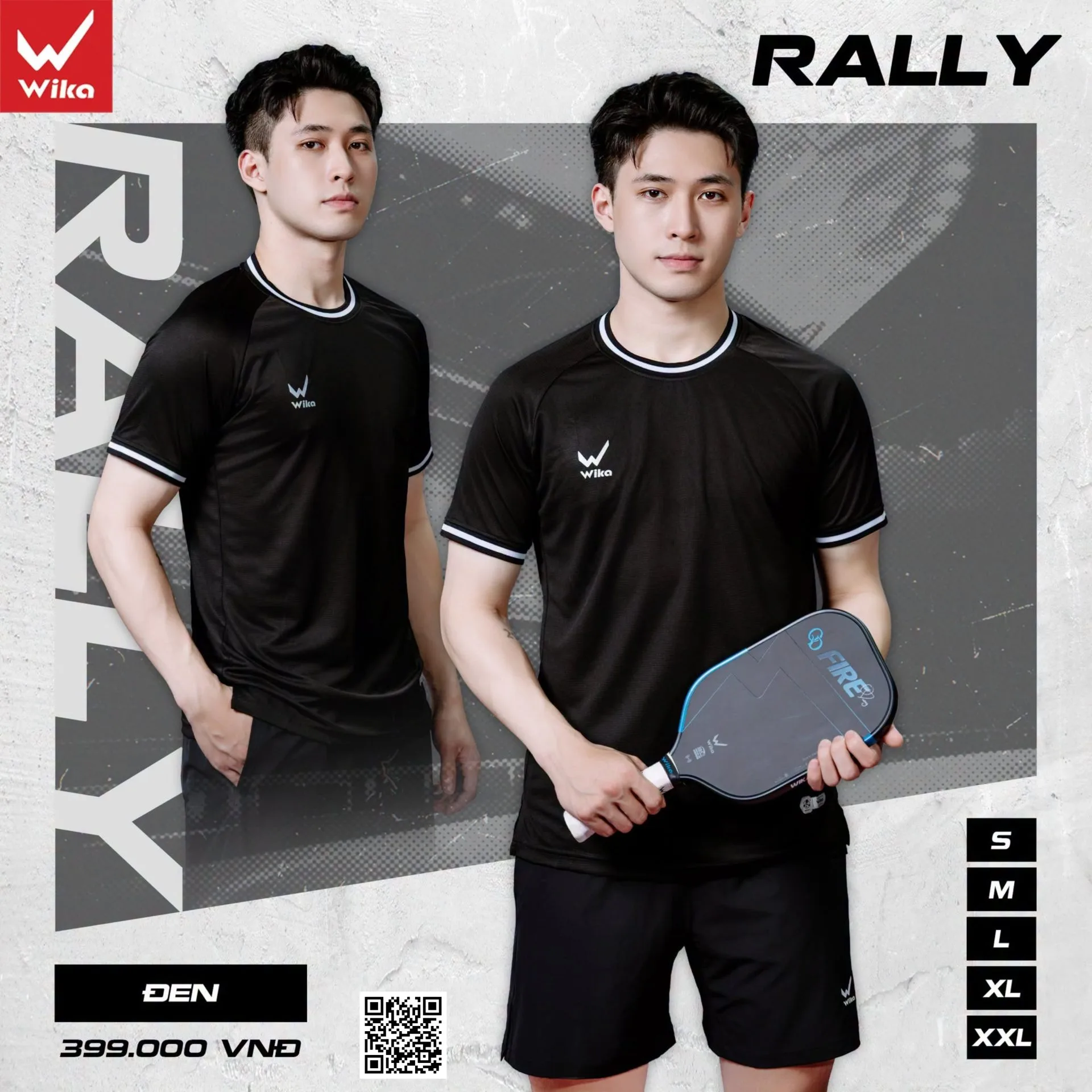 Áo Pickleball Wika Rally Chính Hãng 2026 - Đen