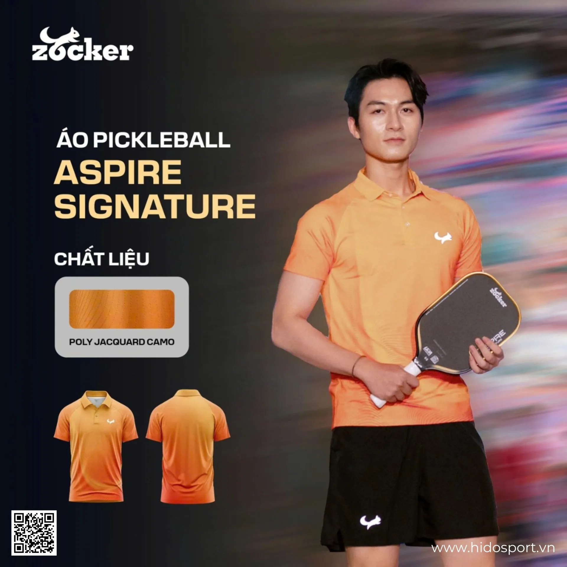 Áo Polo Pickleball Zocker Aspire Signature Chính Hãng - Cam