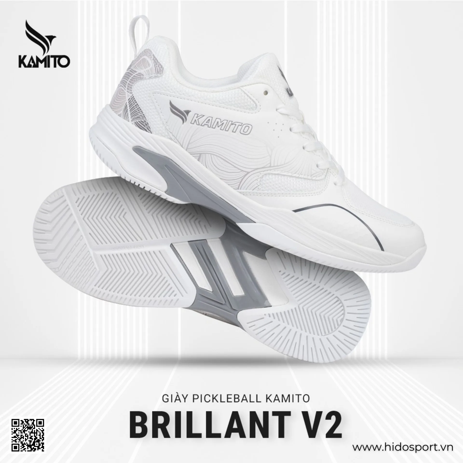 Giày Pickleball Kamito Brillant V2 Chính Hãng - Trắng