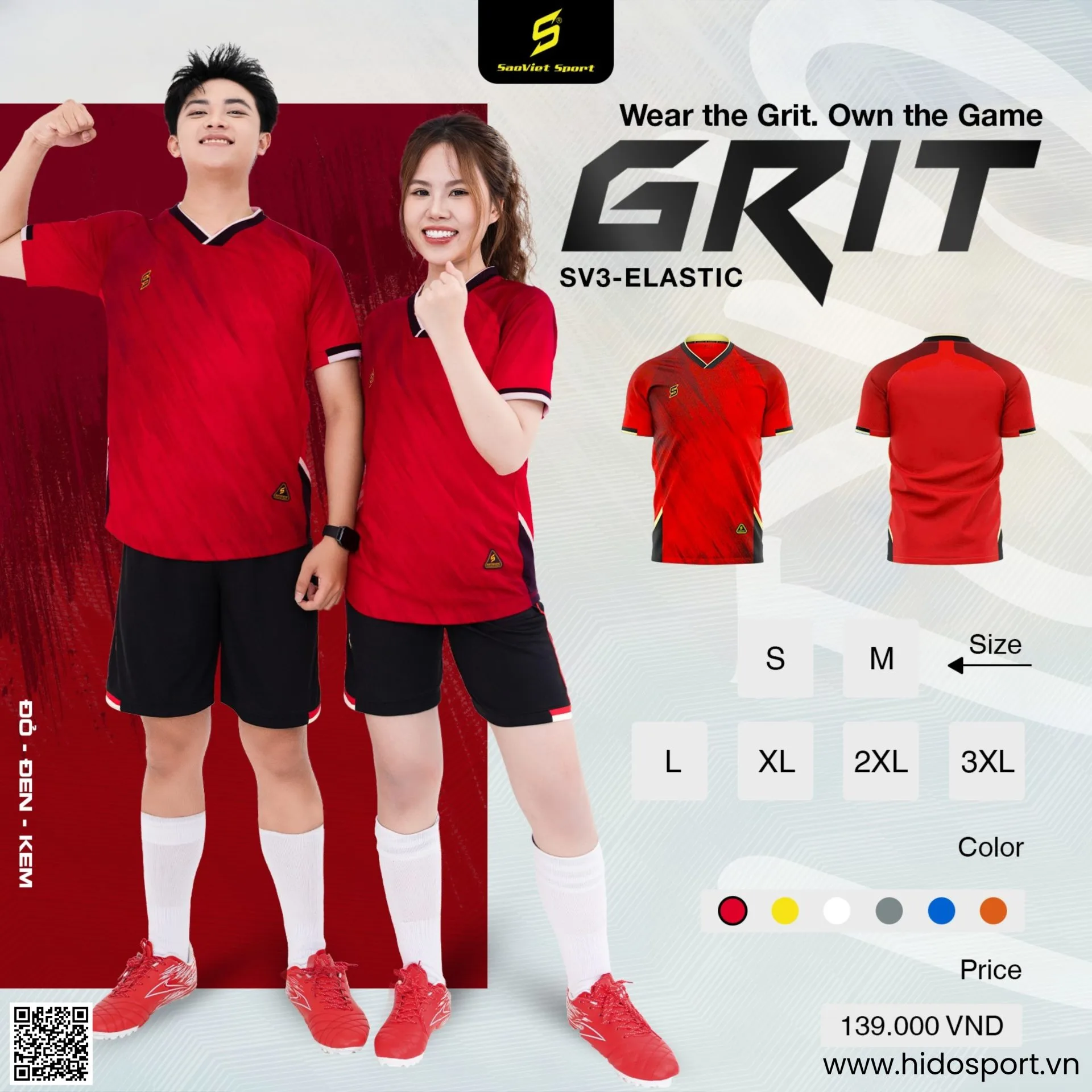 Quần Áo Bóng Đá Thiết Kế Chính Hãng Sao Việt Grit - Đỏ