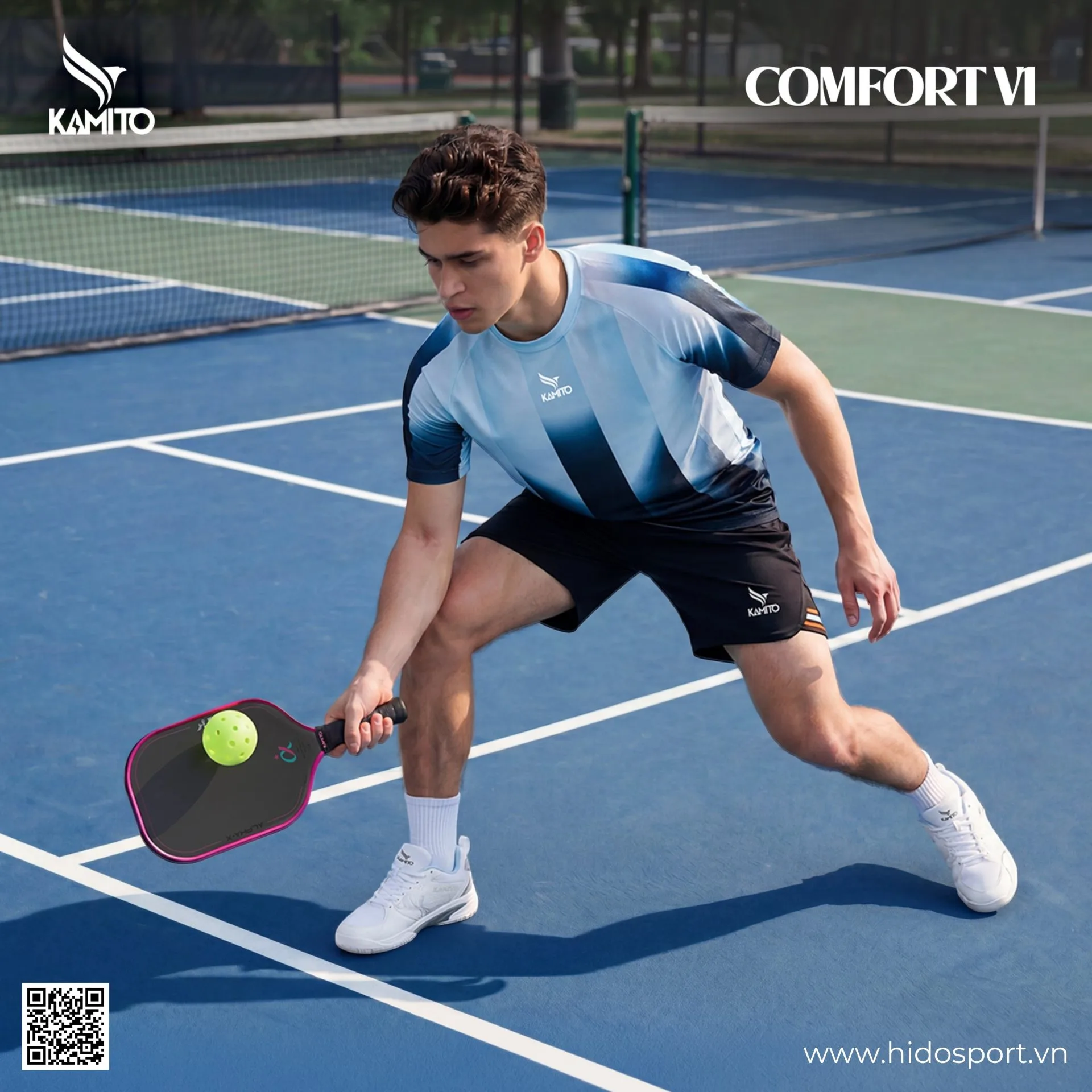 (TITLE)% Áo Pickleball Kamito Comfort V1 Chính Hãng - Xanh Dương