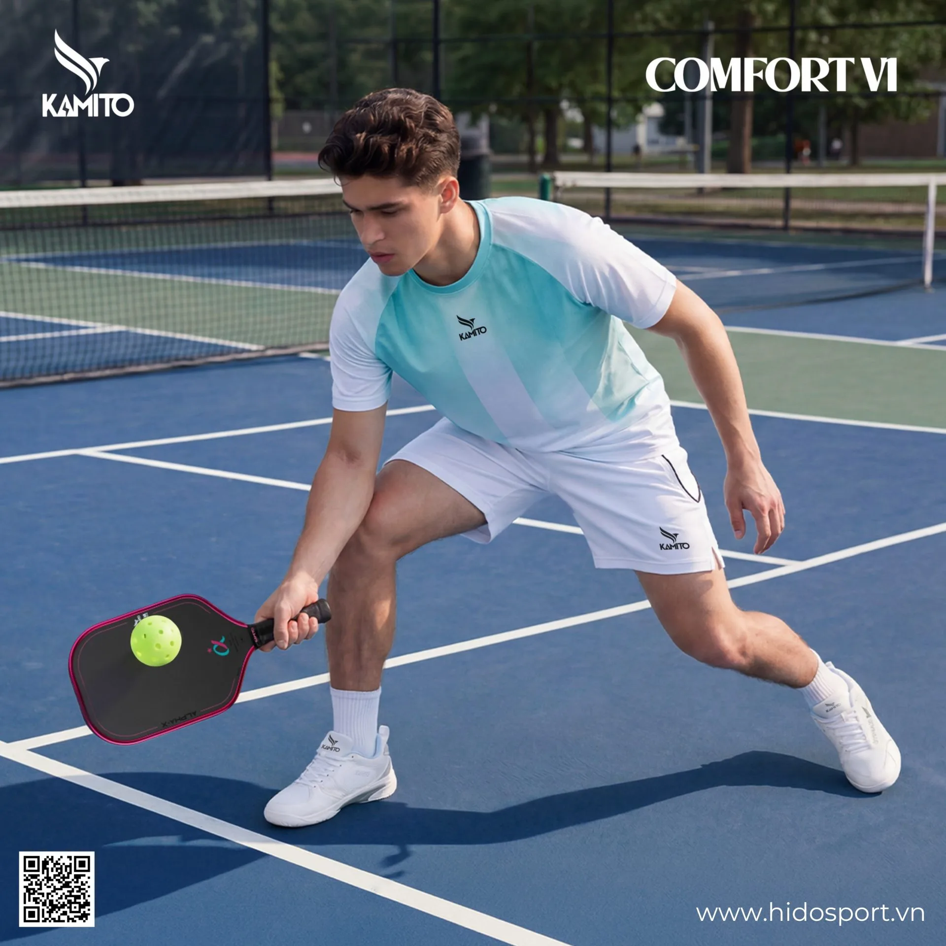 (TITLE)% Áo Pickleball Kamito Comfort V1 Chính Hãng - Xanh Ngọc