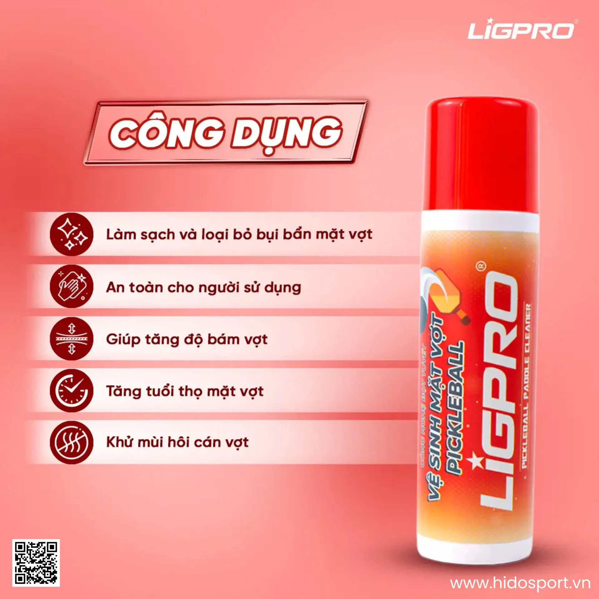 Bình Xịt Vệ Sinh Mặt Vợt Pickleball Ligpro 200ml Chính Hãng - 1