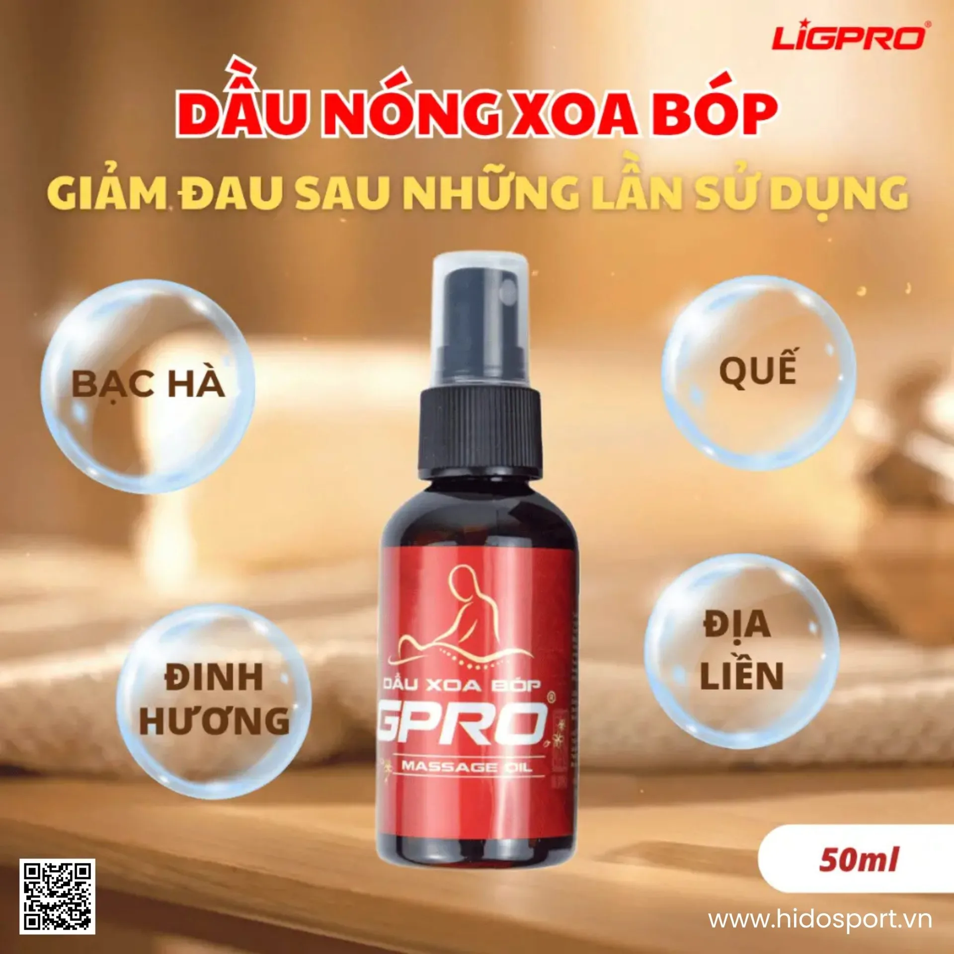 Chai Xịt Dầu Xoa Bóp Ligpro 50ml Chính Hãng - 1